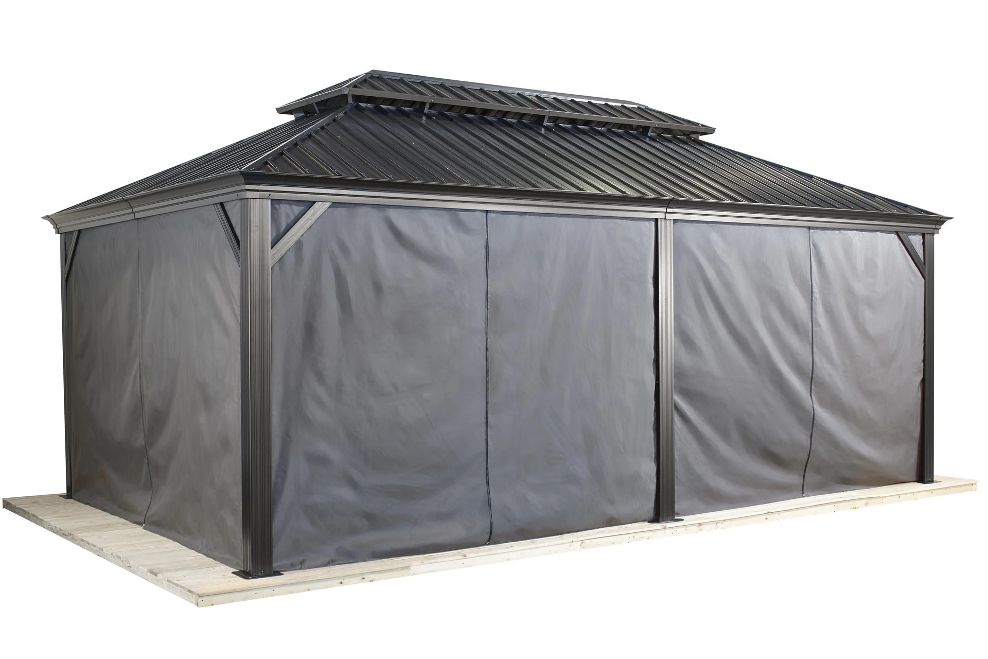 Pavillonseitenteil SOJAG, H:195cm, grau, Polyester, Pavillonseitenteile, "passend zu Messina 12 x 20", Vorhang-Set aus Polyester