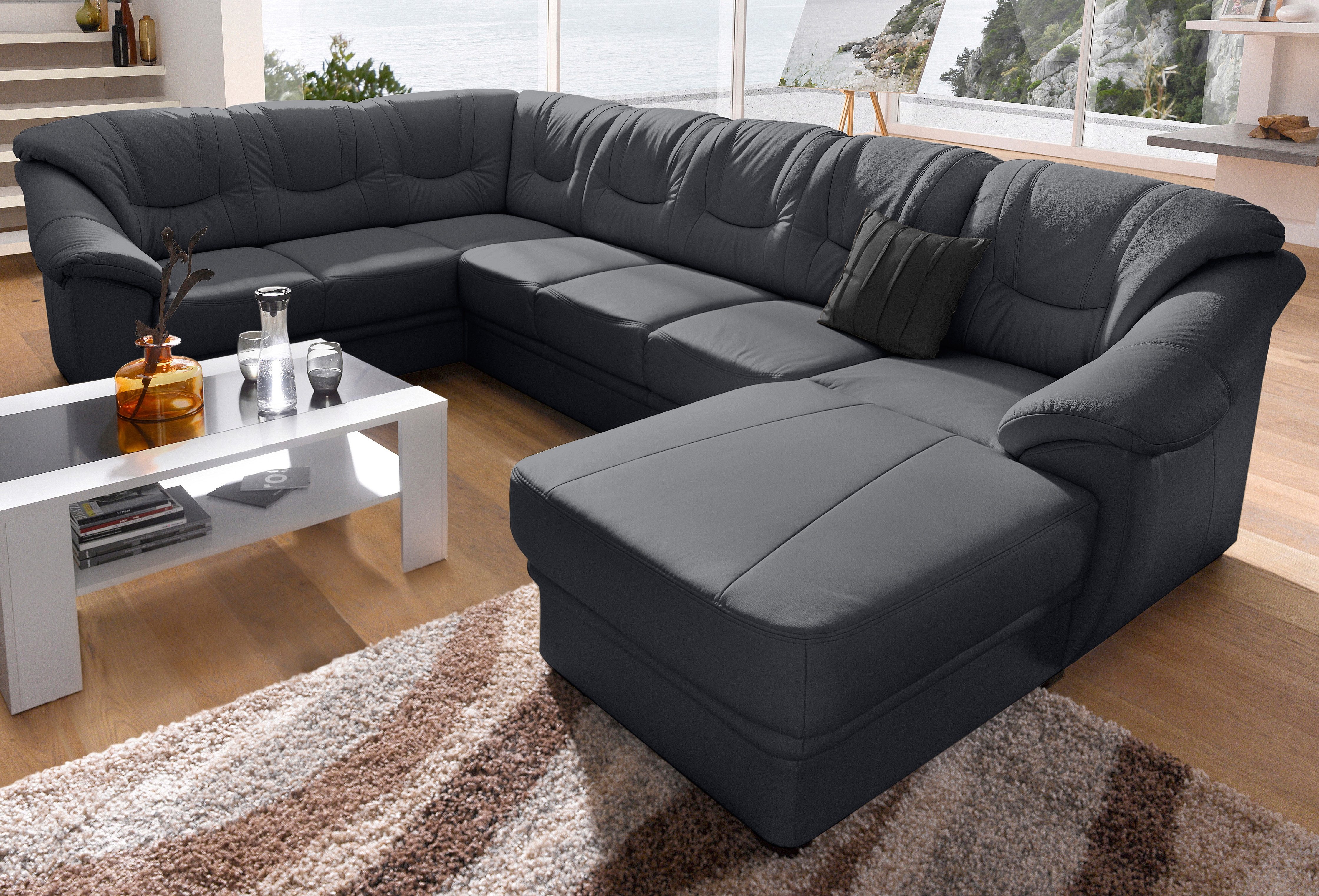 sit&more Wohnlandschaft "Savona, U-Form, B: 320 cm, Bettfunktion wählbar, Federkern-Polsterung" Komfortable Sitzhöhe 46 cm, Liegefläche 120 x 250 cm bei Bettfunktion