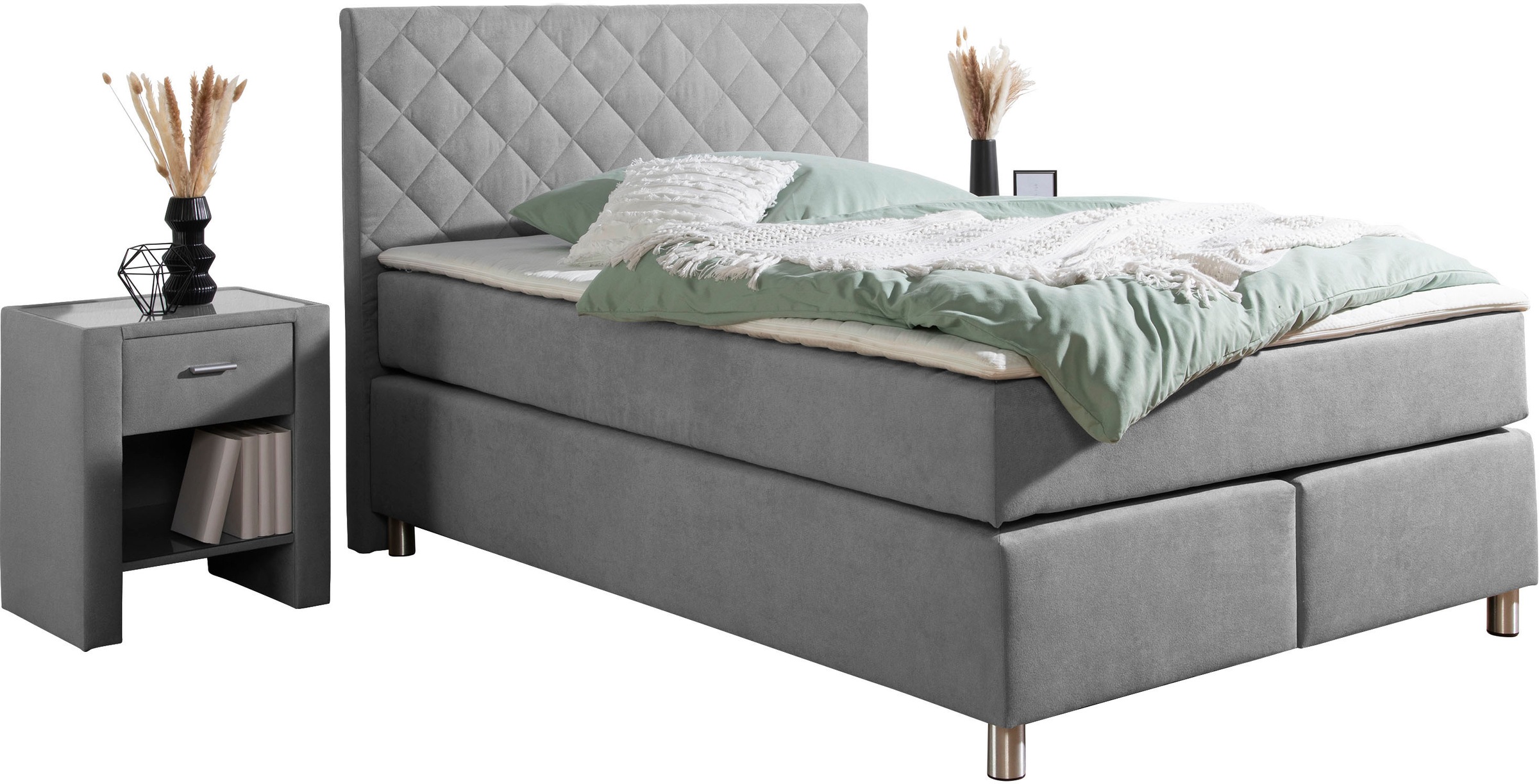 Leonique Boxspringbett "Bernard, in verschiedenen Breiten", inkl. Topper, M günstig online kaufen