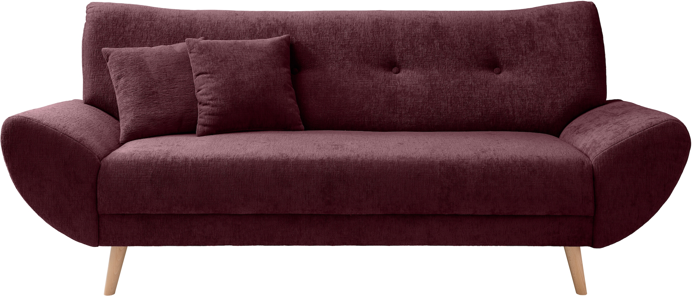 3-Sitzer HOME AFFAIRE, B:205cm H:82cm T:87cmbordeaux, 100% Polyester, Sofas, "Basta"