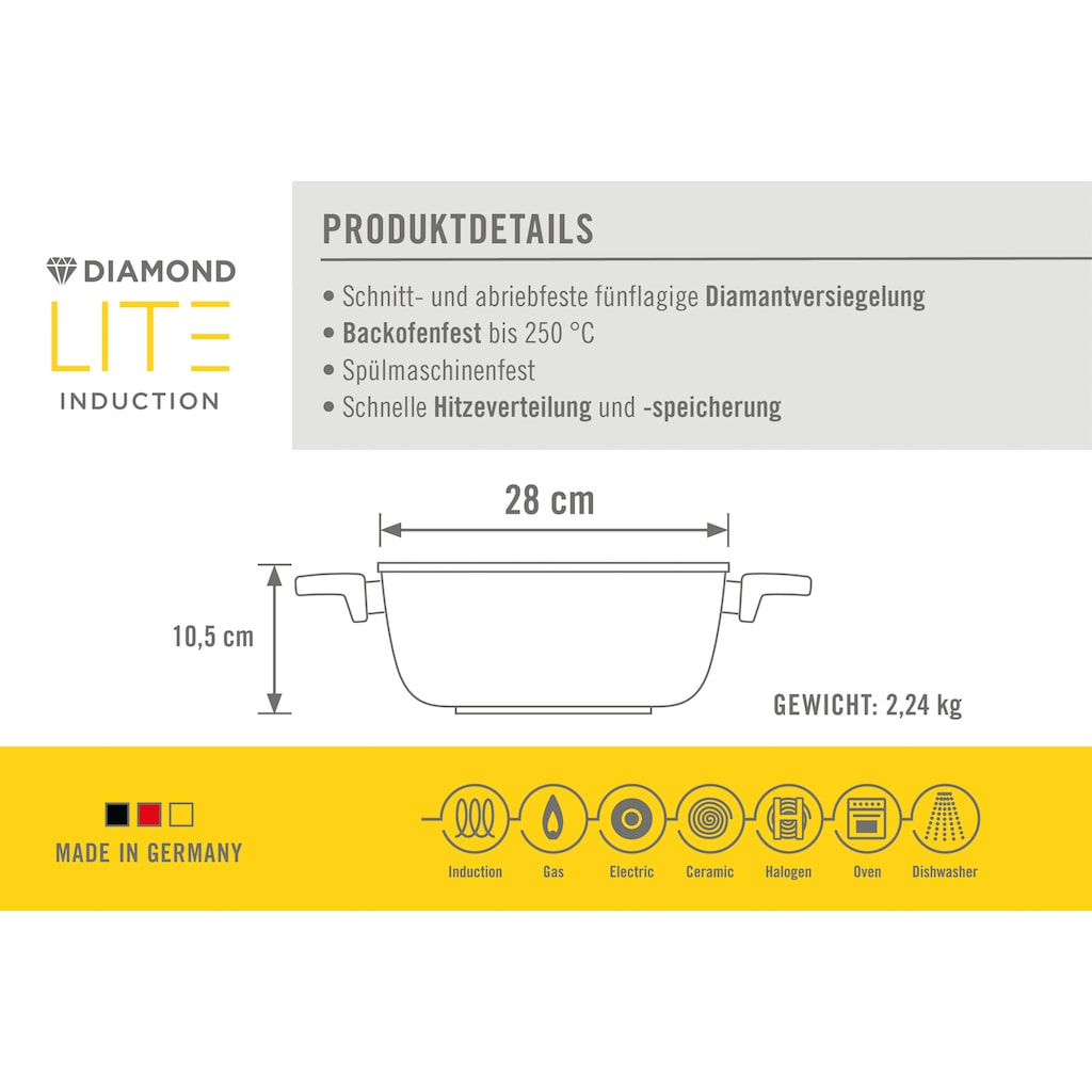 WOLL Bräter »Diamond Lite«, Aluminium, (1 tlg.)