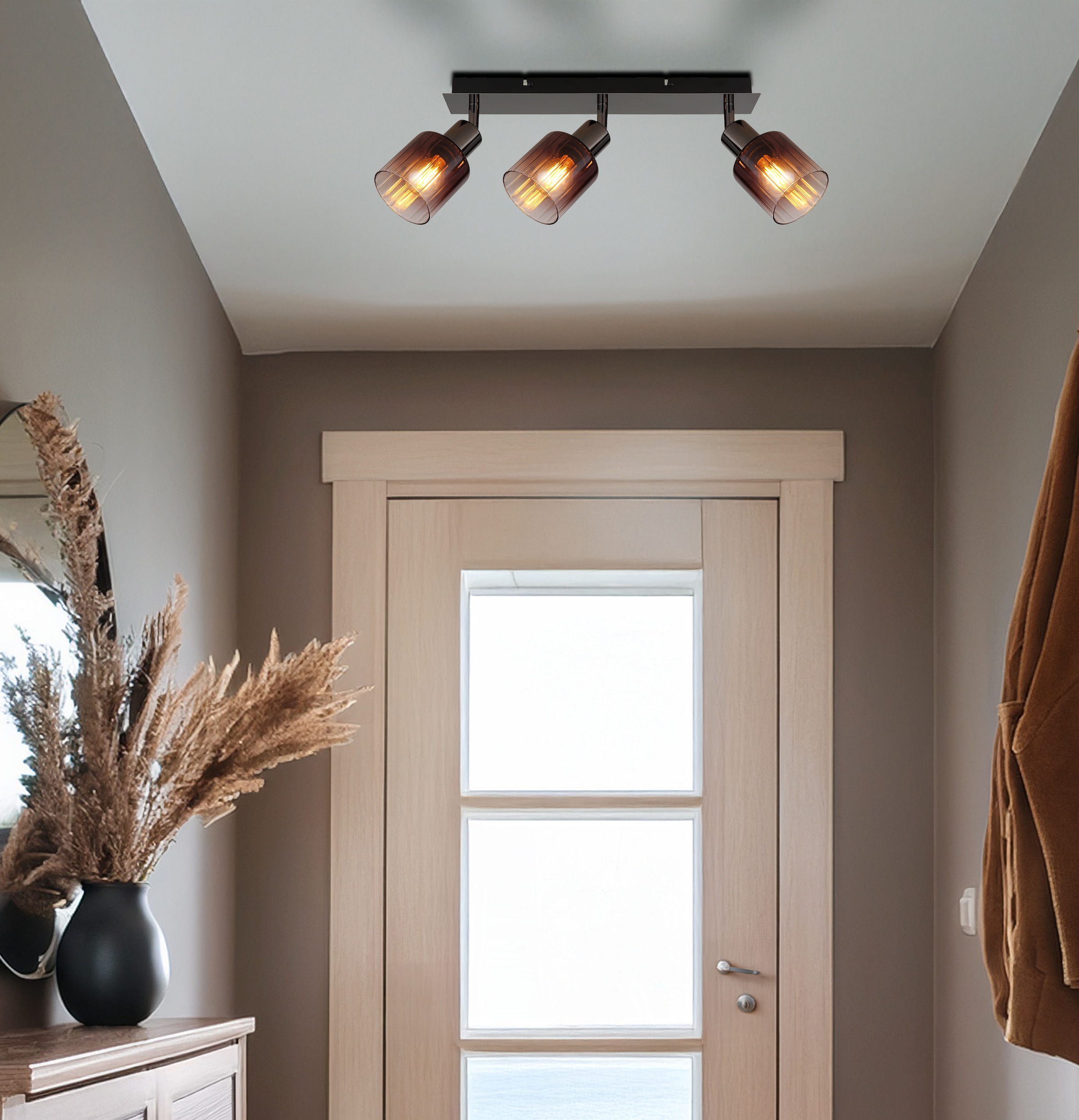 GLOBO LIGHTING Deckenstrahler »SATELLA«, Leuchtmittel E14 | ohne Leuchtmittel, Deckenspot/schwarz/Glas kupferfarben/Flur/Wohnzimmer