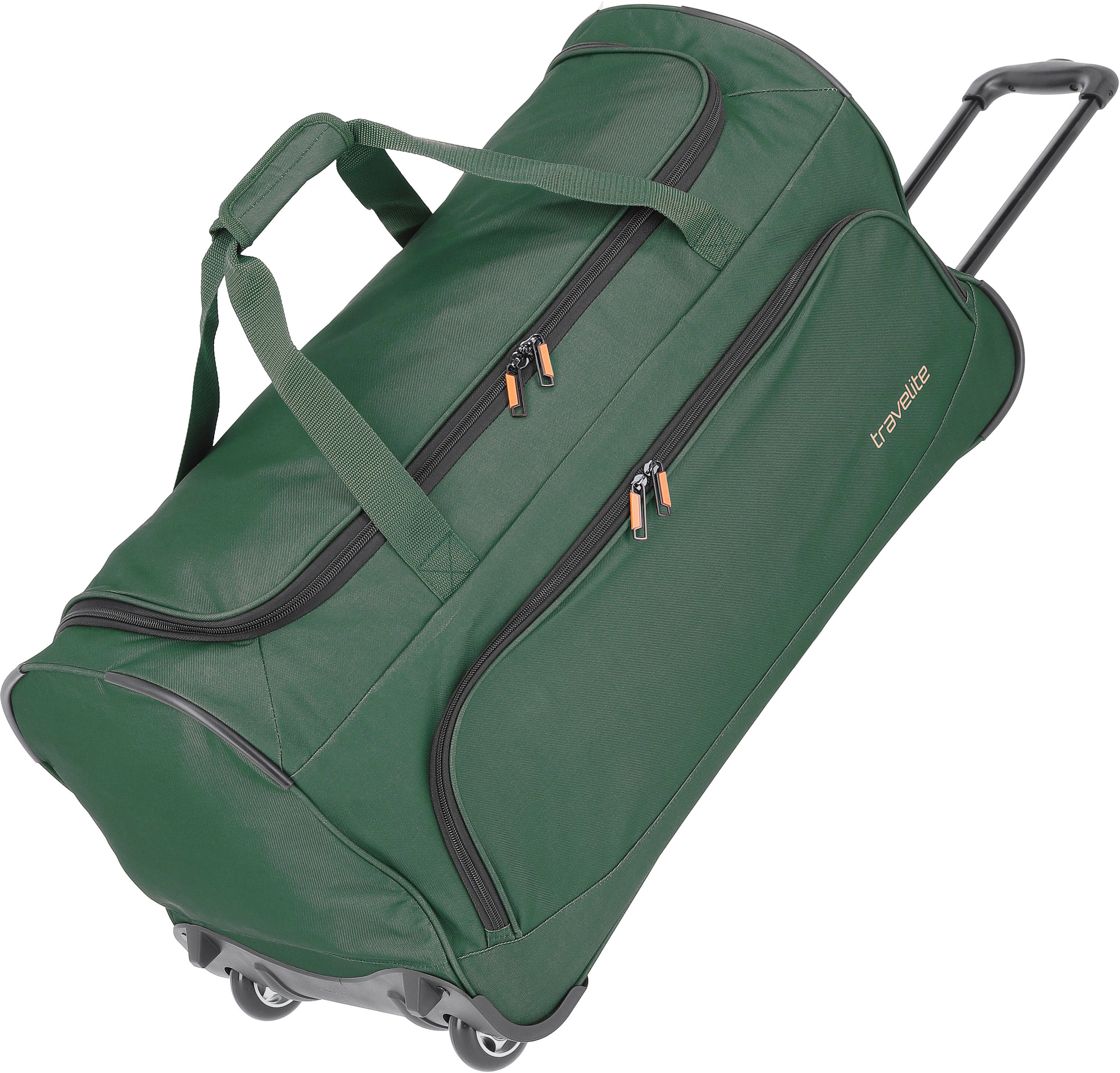 travelite Reisetasche "Basics Fresh, 71 cm, dunkelgrün", Duffle Bag Reisegepäck Sporttasche Reisebag mit Trolleyfunktion