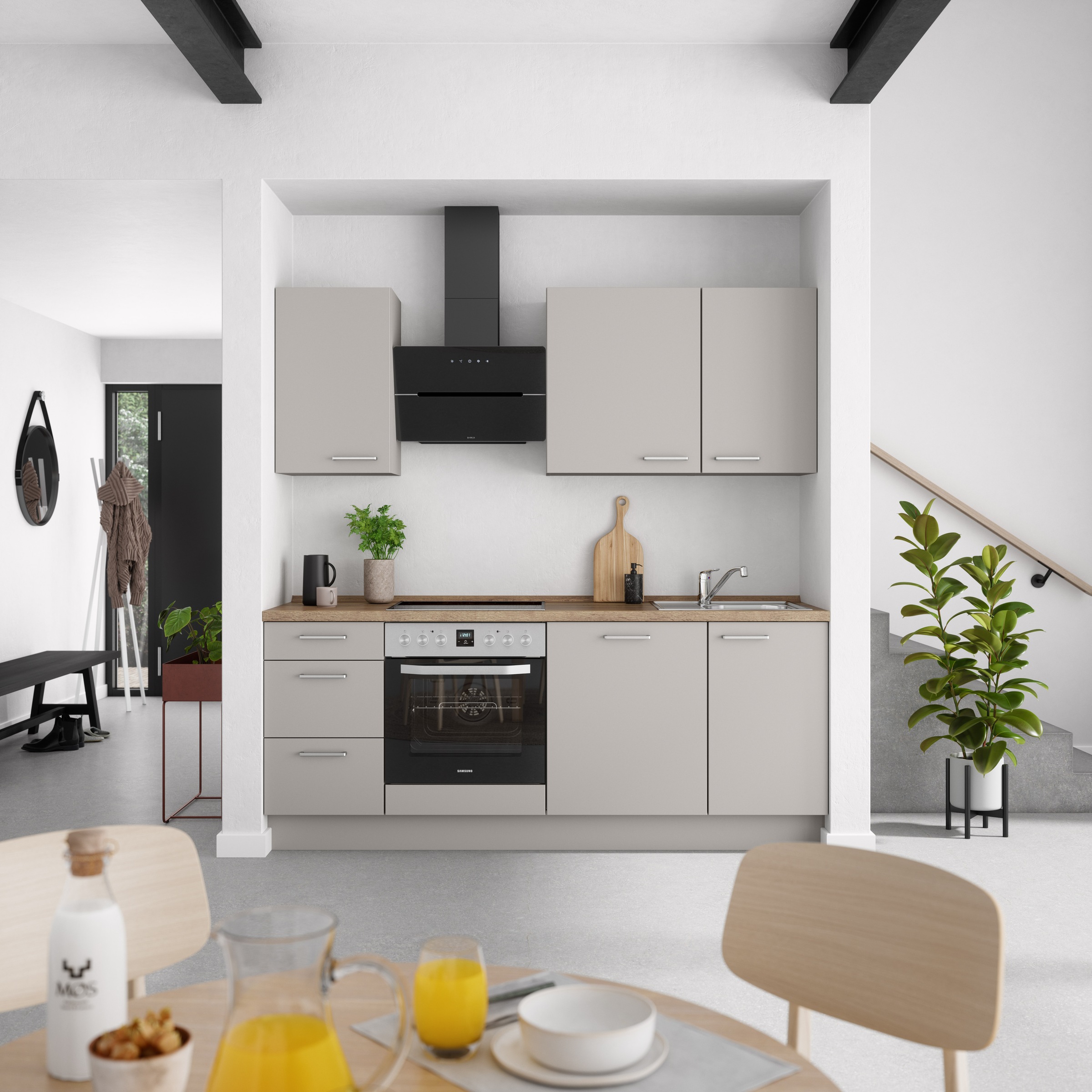 nobilia® Küchenzeile »"Touch II"«, vormontiert, Ausrichtung wählbar, Breite 210 cm, wahlw. mit E-Geräten