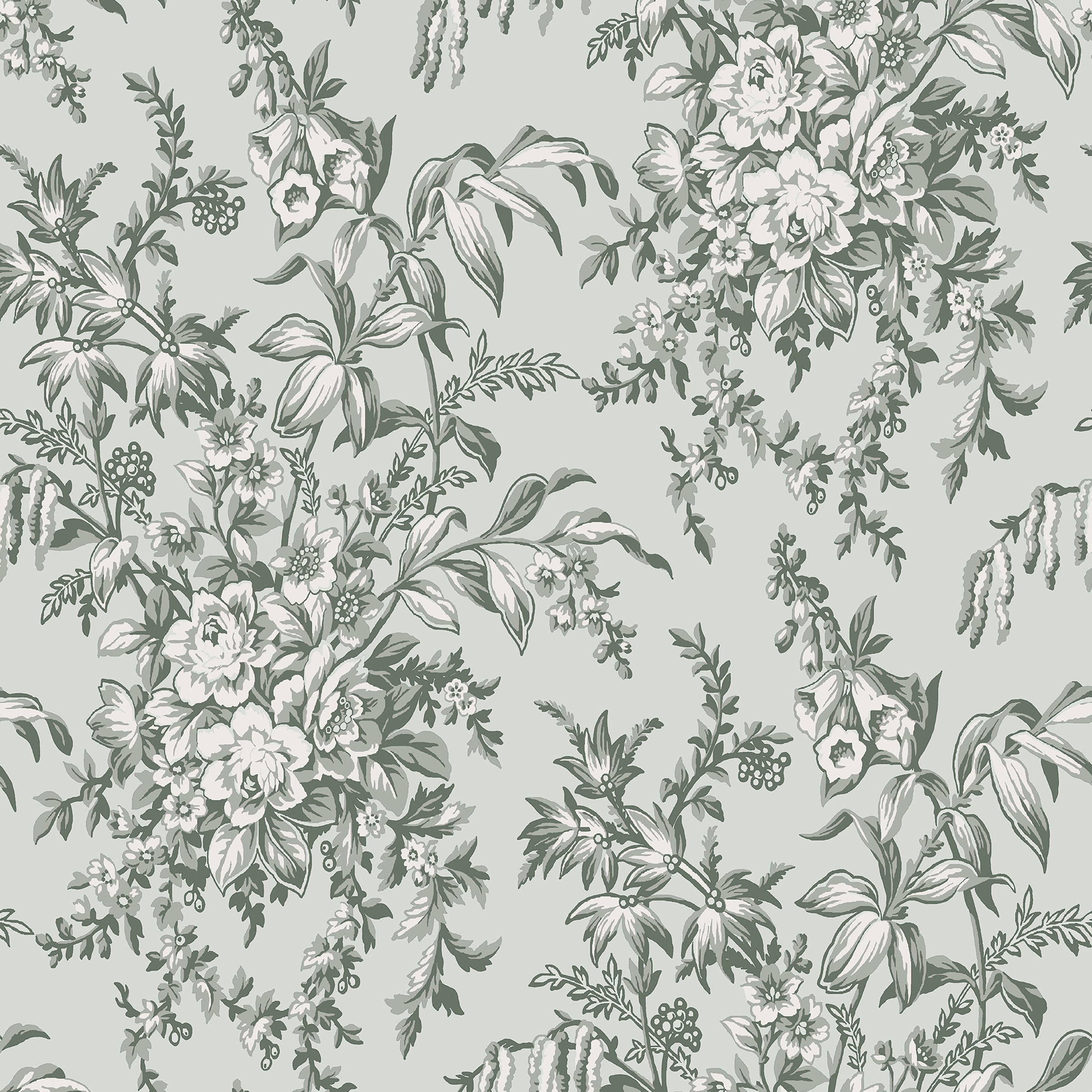LAURA ASHLEY Vliestapete "Laura Ashley Picardie Sage Vliestapete" geblümt glatt Laura Ashley Picardie Sage Vliestapete