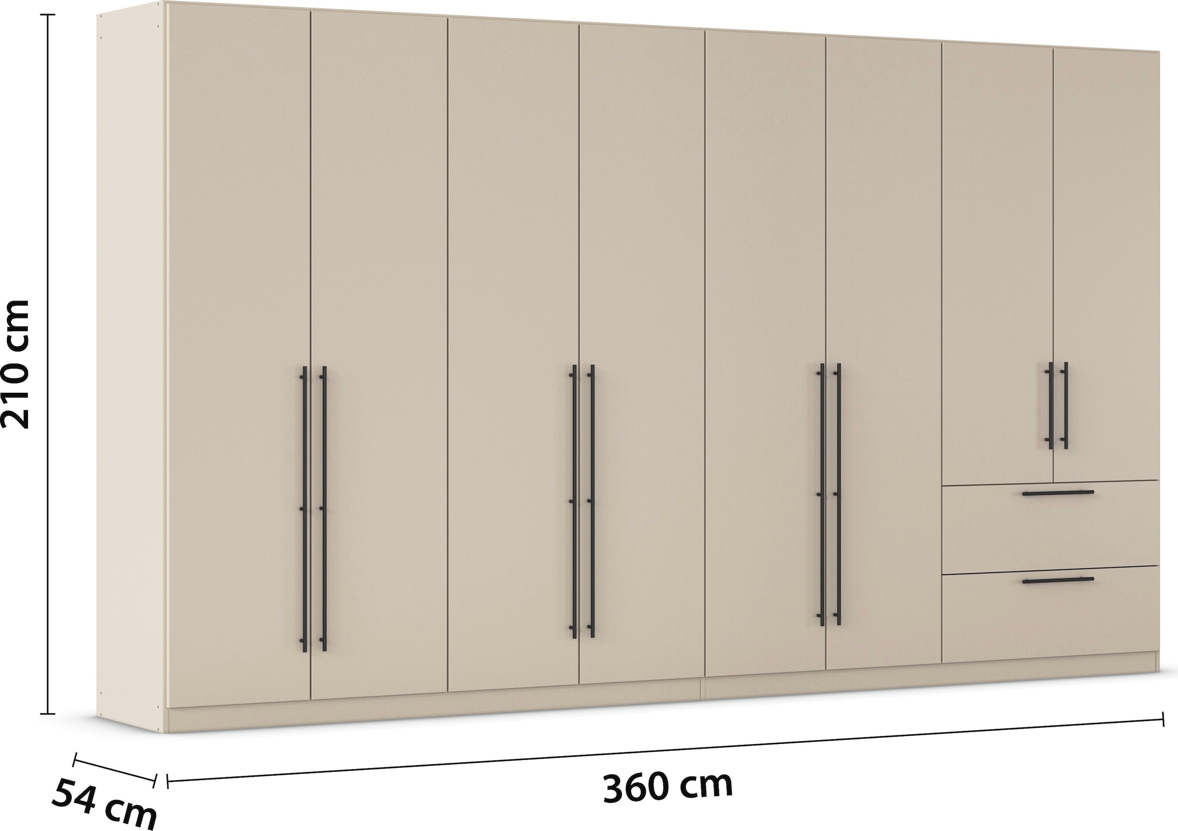 rauch Kleiderschrank »Drehtürenschrank Schrank Garderobe Wäscheschrank Schlafzimmer AVOLA«, (in 3 verschiedenen Ausstattungen BASIC/CLASSIC/PREMIUM), mit hochwertigen Stangengriffen in Schwarz aus Metall MADE IN GERMANY