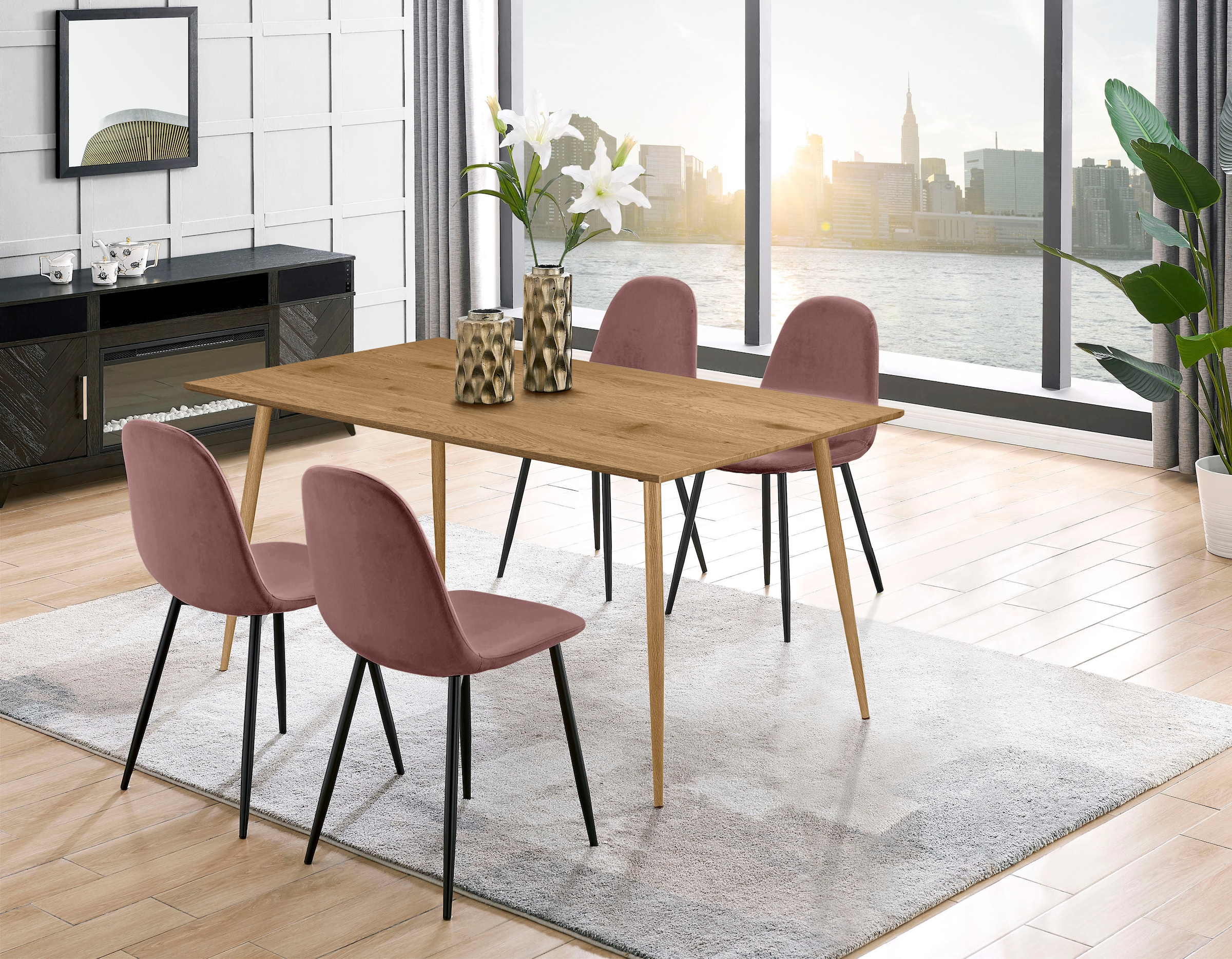 Leonique Essgruppe "Eadwine, TOPSELLER Tisch plus 4 Stühle, Sitzgruppe" Set günstig online kaufen