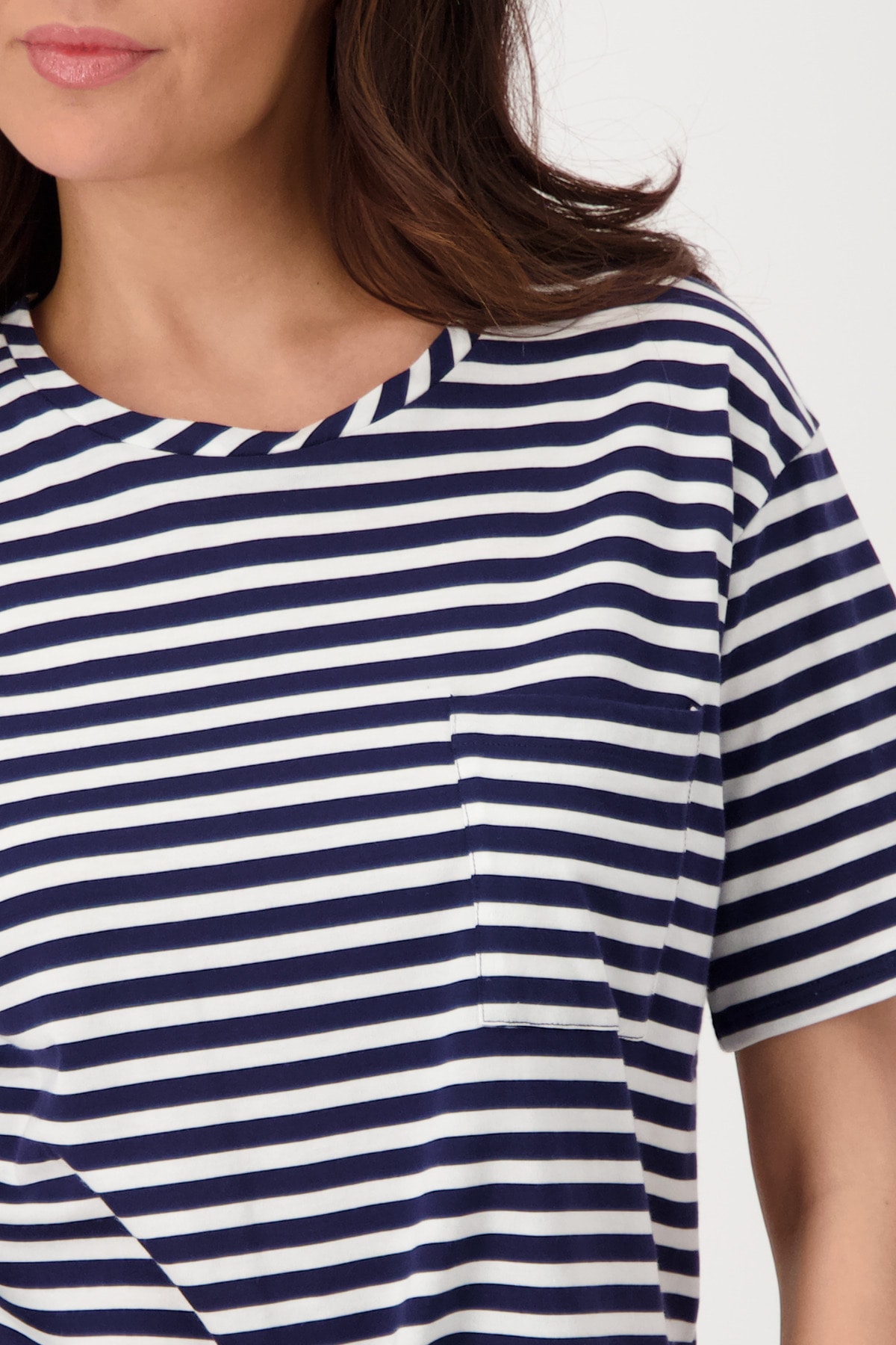 Monari T-Shirt »Shirt Pima Ringel«, Mit Rundhalsausschnitt