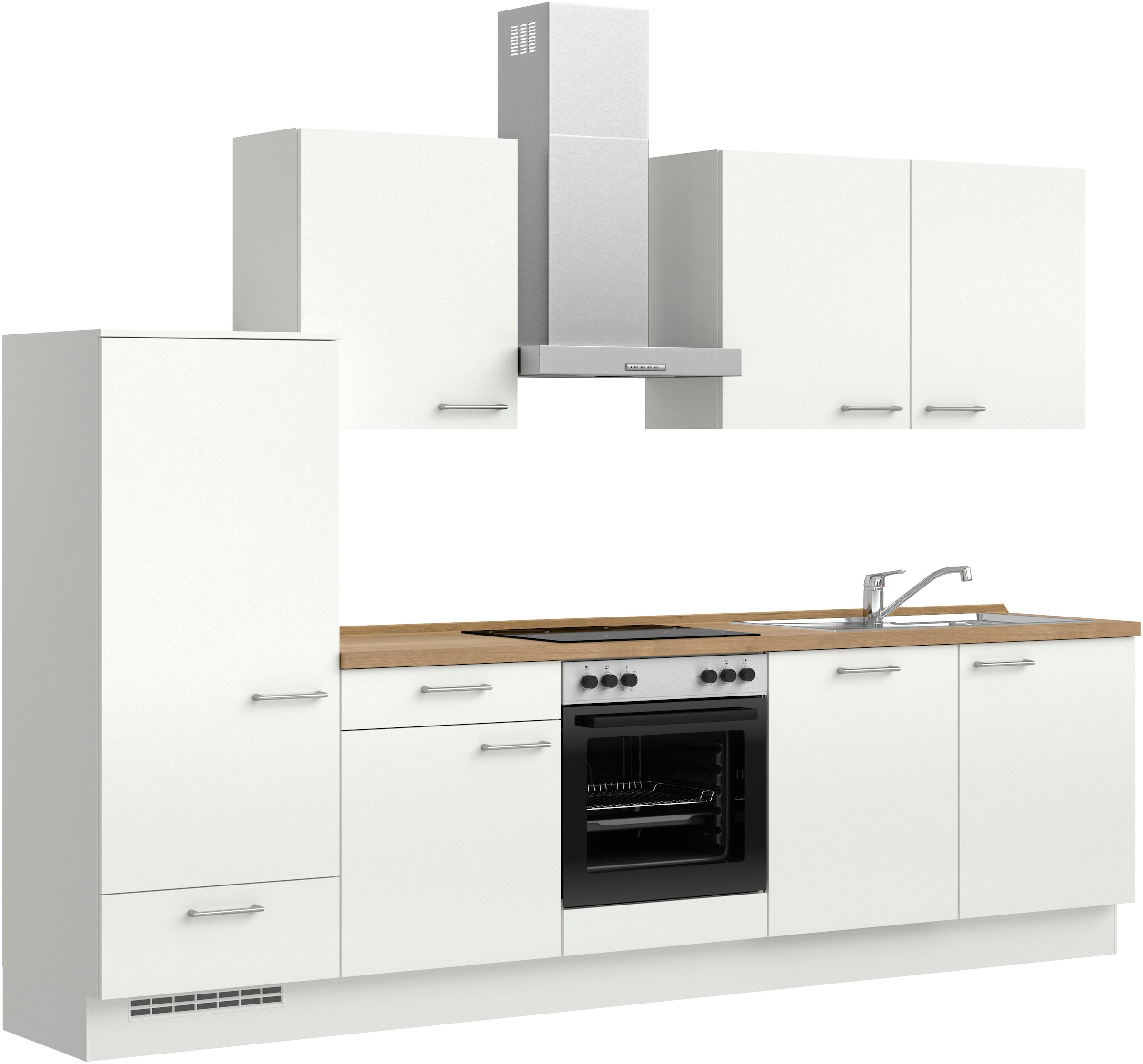 nobilia® Küchenzeile »"Laser I", Breite 300 cm, Ausrichtung wählbar«, vormontiert, wahlw. mit unterschiedlichen E-Geräte-Sets