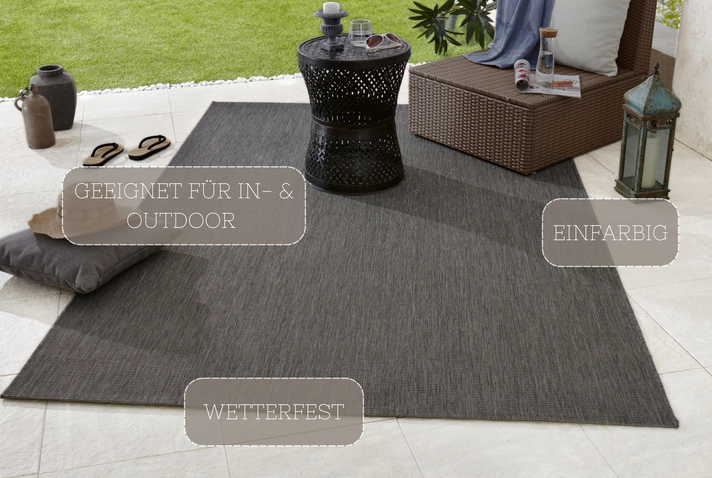 NORTHRUGS Teppich »Match«, rechteckig, 8 mm Höhe, In-& Outdoor, Kurzflor, Läufer, Modern, Unifarben, Wohnzimmer, Balkon