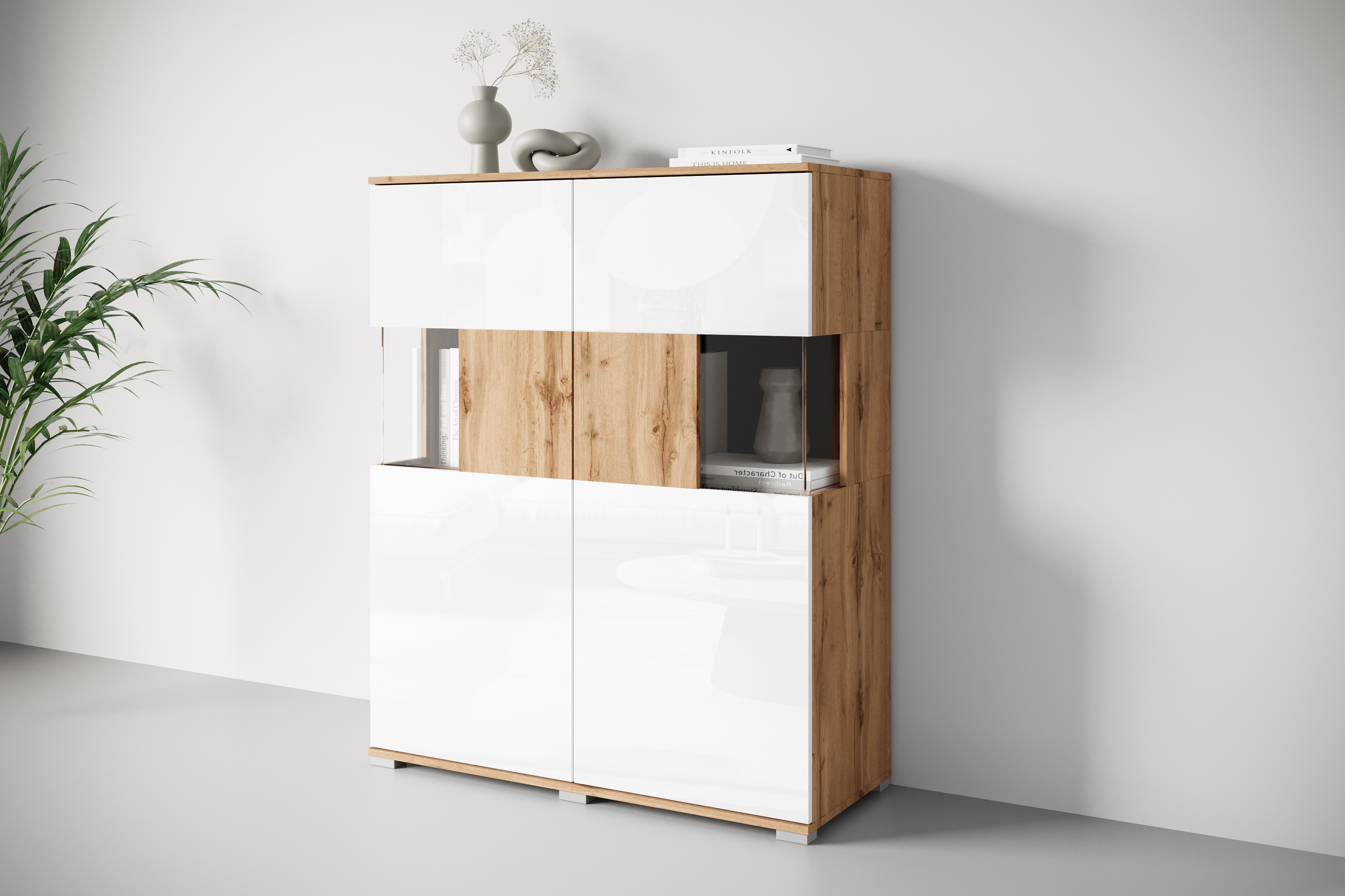 OTTO home Highboard "Kenia" 1 Stk. tlg. Modernes Highboard mit Glastüren, Breite 100 cm