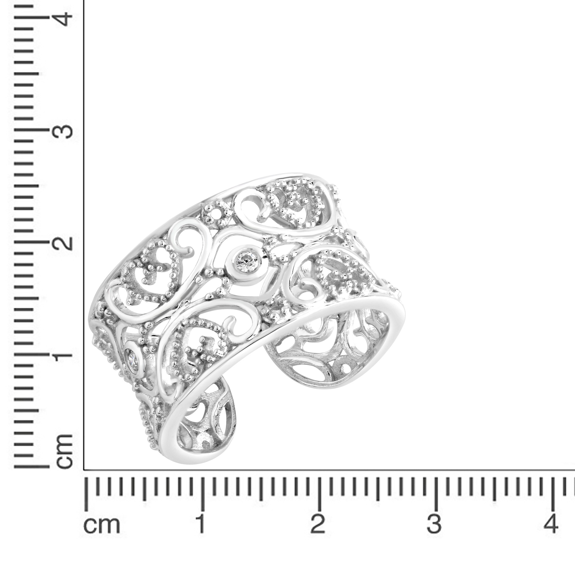 Zeeme Fingerring »Silber 925 rhodiniert Zirkonia weiß«
