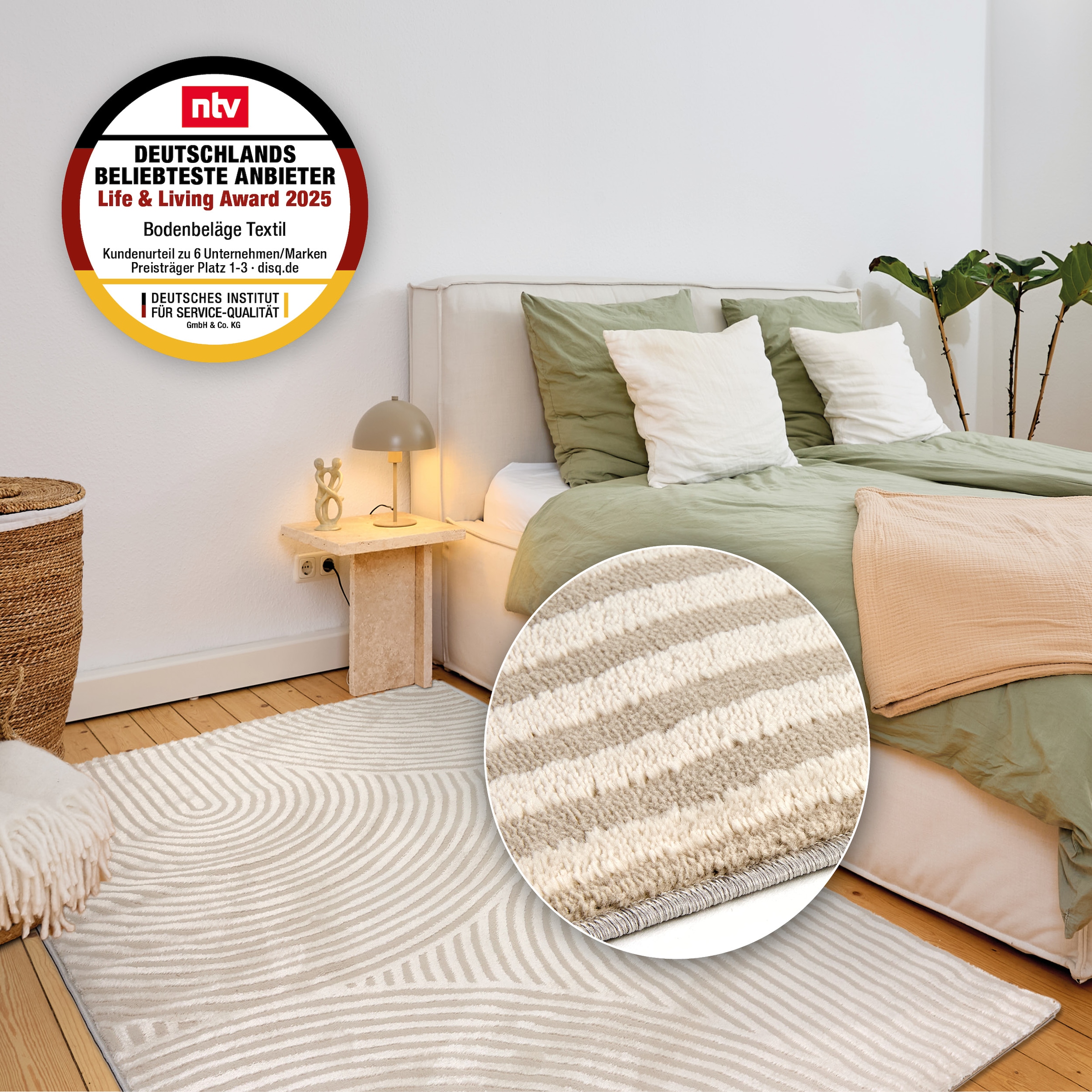 ASTRA Teppich »Jules 253« rechteckig 8 mm Höhe Hoch Tief Struktur, Kurzflor, Wohnzimmer, Schlafzimmer