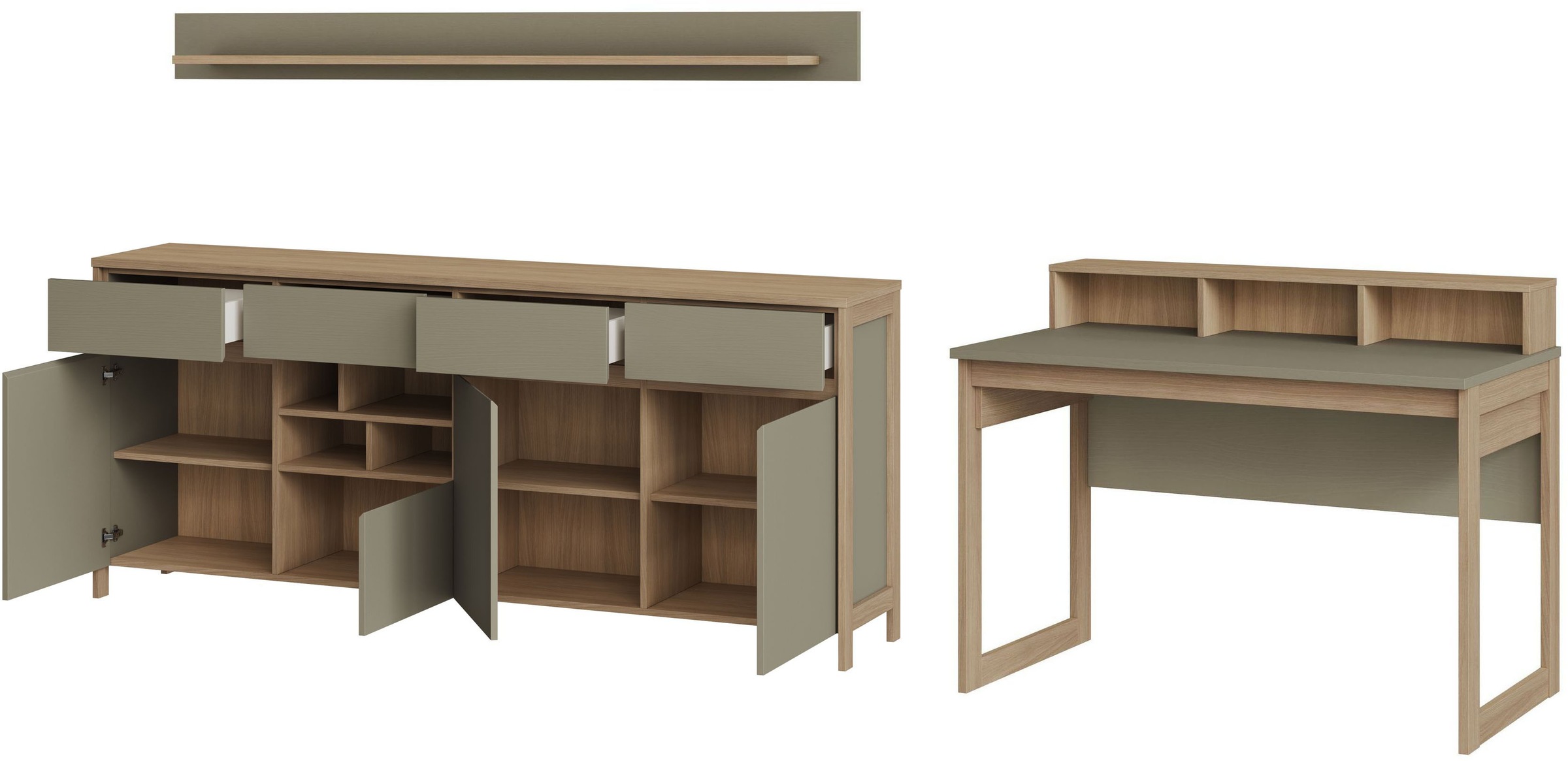 Thumbnail - Home affaire Büromöbel-Set "Stranda im Scandi-Style, Home Office, Büro in zwei Farben verfügbar" 3 Stk. tlg. enthält Sch...