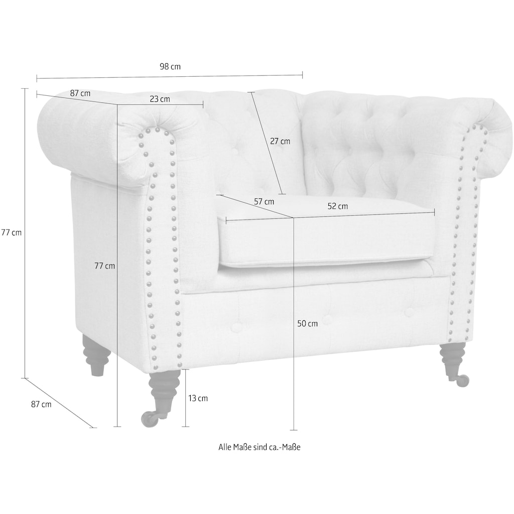 Home affaire Chesterfield-Sessel »Aarburg«, aufwändige Knopfheftung und Ziernägel im Chesterfield-Design