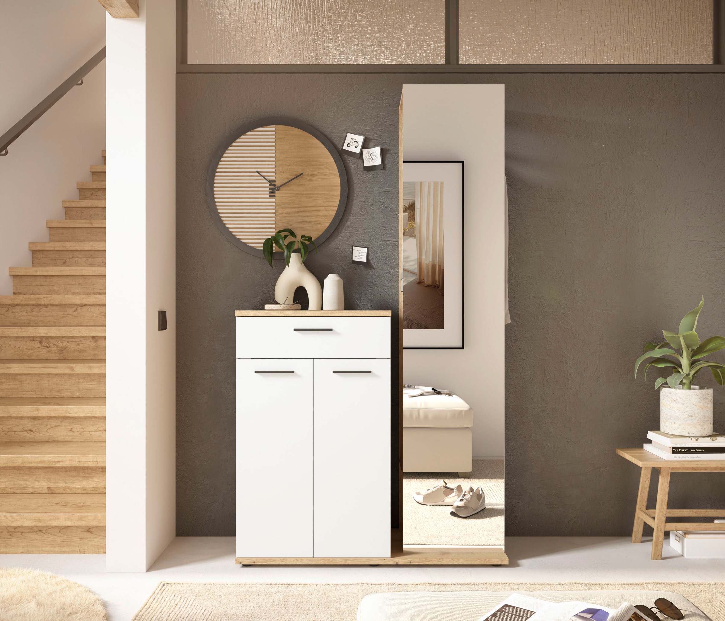 HBZ Garderoben-Set "Kompaktgarderobe, BxHxT 105x188x38 cm mit Spiegel", (2 günstig online kaufen