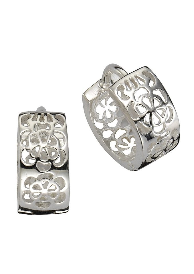 Paar Creolen »Schmuck Geschenk Silber 925 Blume/Blüte«