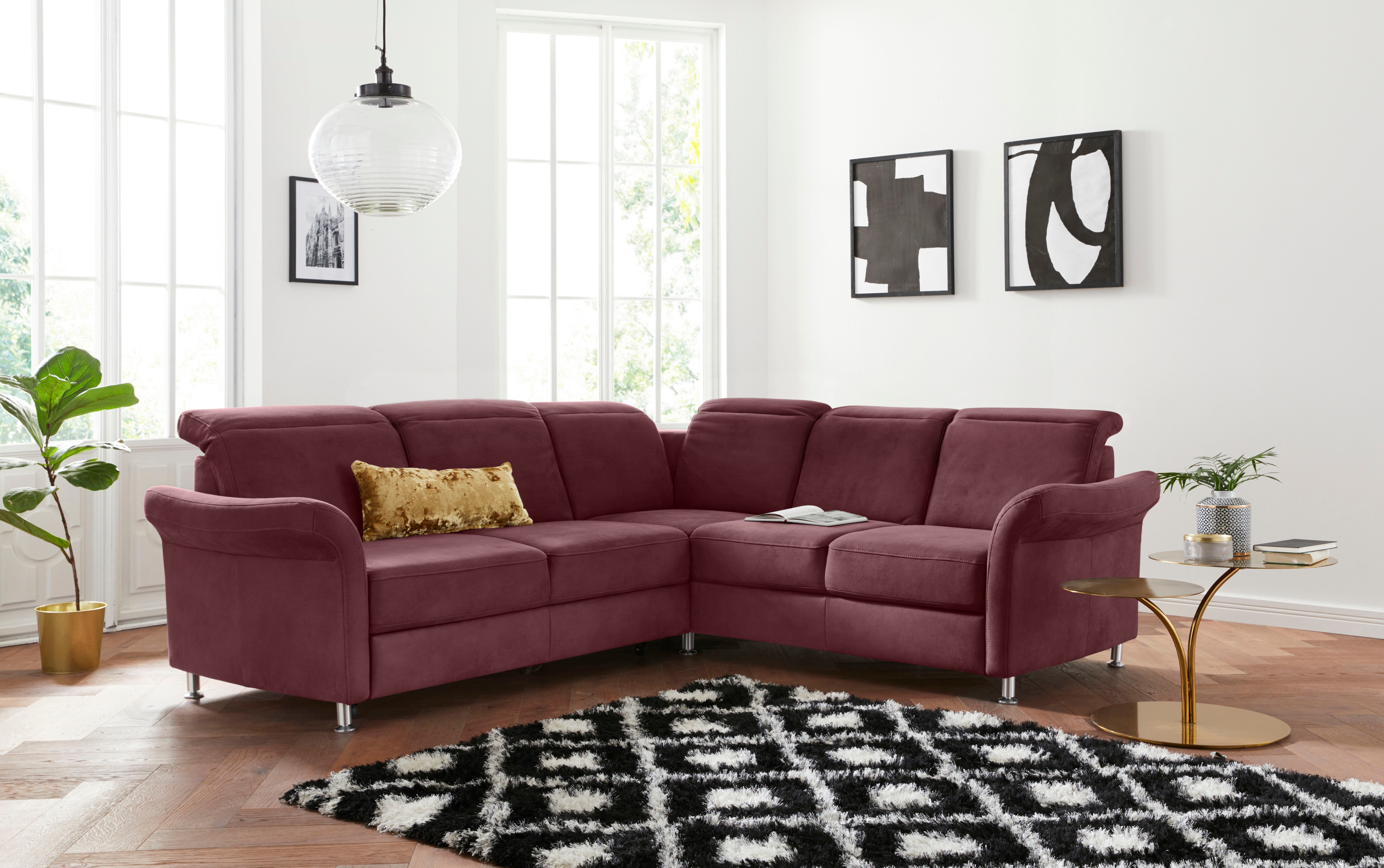 sit&more Ecksofa "Darwin L-Form" inklusive Federkern, wahlweise mit Kopfteilverstellung, Schlaffunktion
