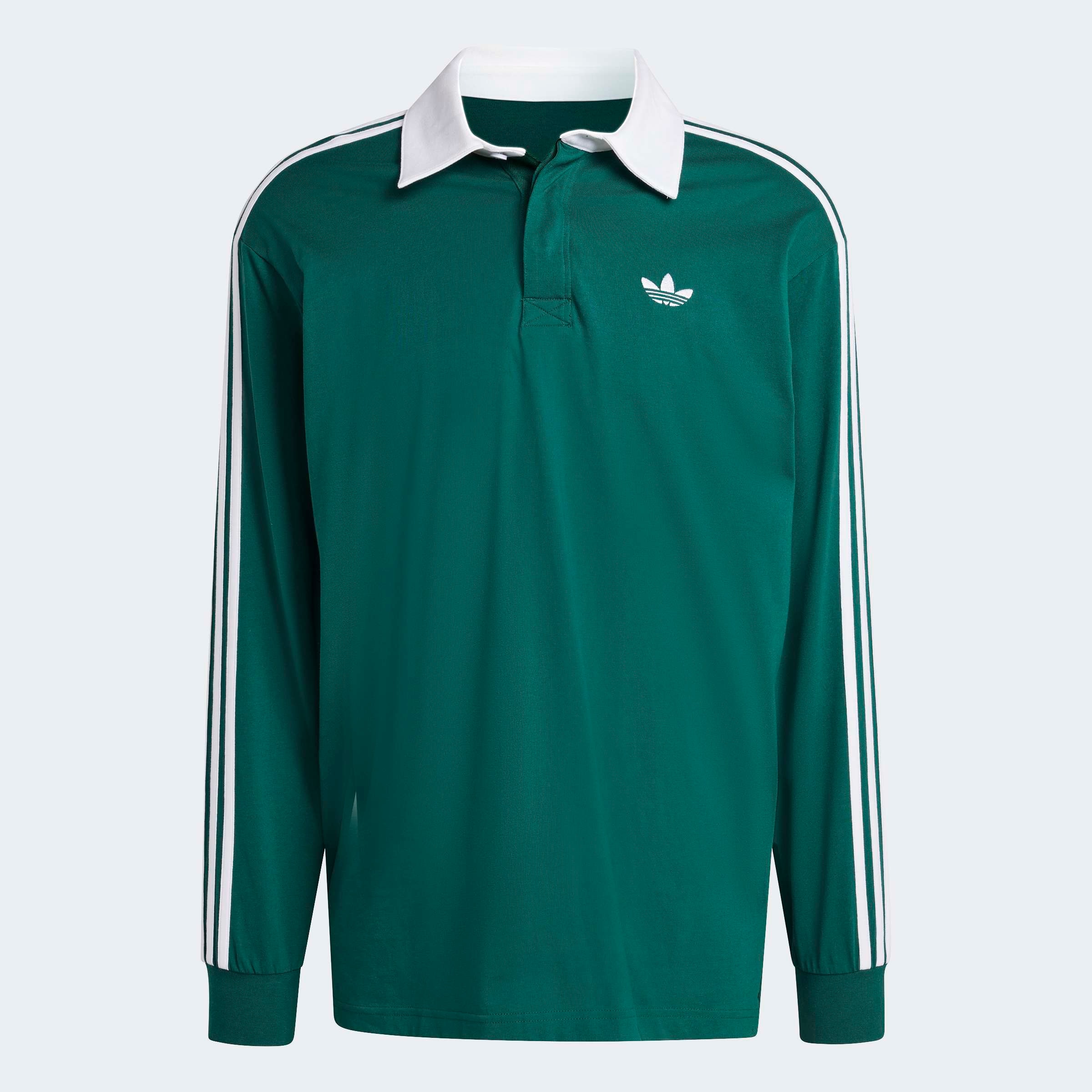 adidas Originals Poloshirt »3-STREIFEN RUGBY LONGSLEEVE POLO« mit Druckknopf, aus Baumwolle