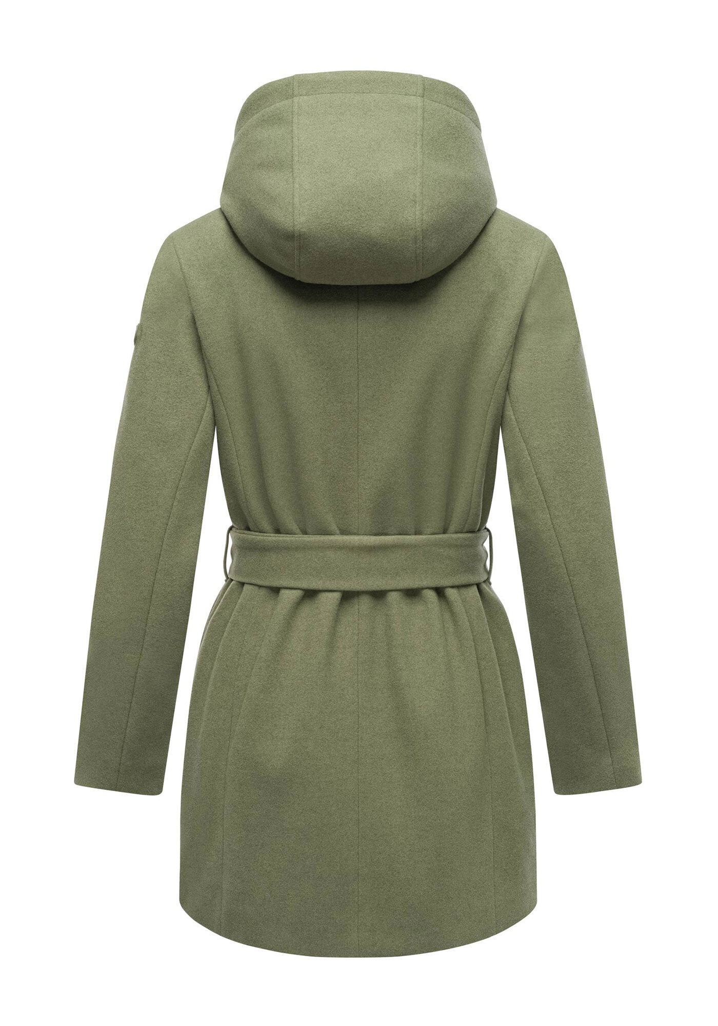 Marikoo Kurzmantel »Katalinaa«, Eleganter Wickel Mantel mit Taillengürtel und Oversized Hood Kapuze