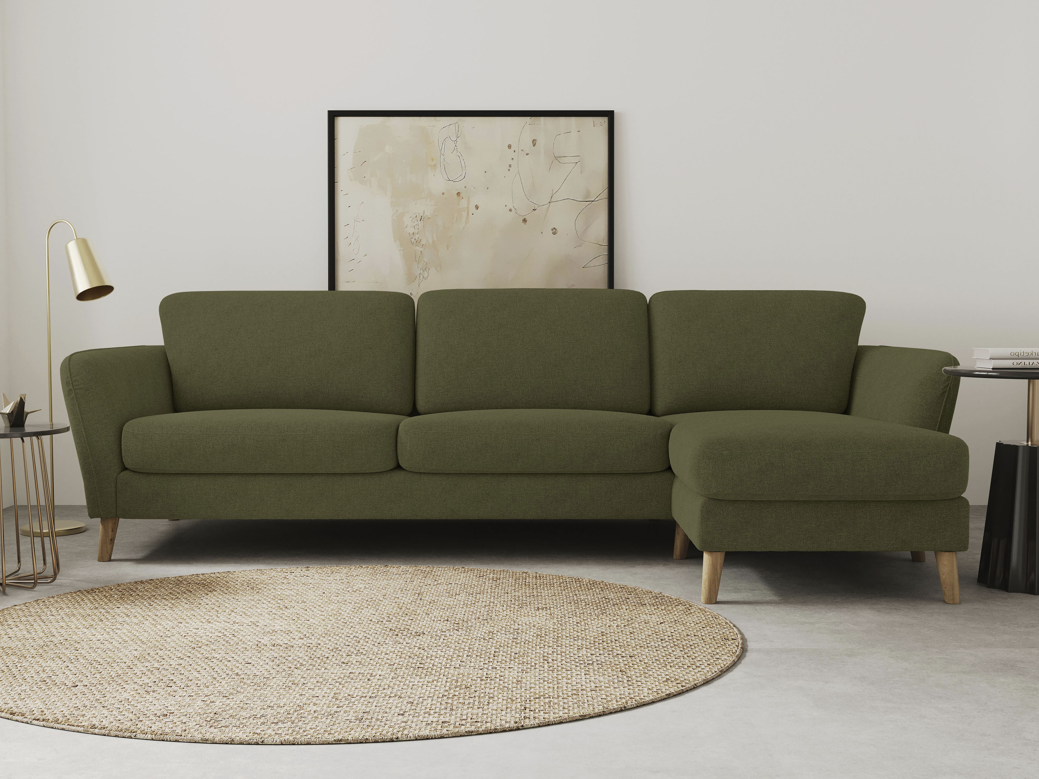 OTTO home Ecksofa "MARSEILLE (279/152cm),L-Form, Rec. rechts/links, verschiedene Bezüge" Massivholzbeine aus Eiche, in verschieden Bezügen und Farbvarianten