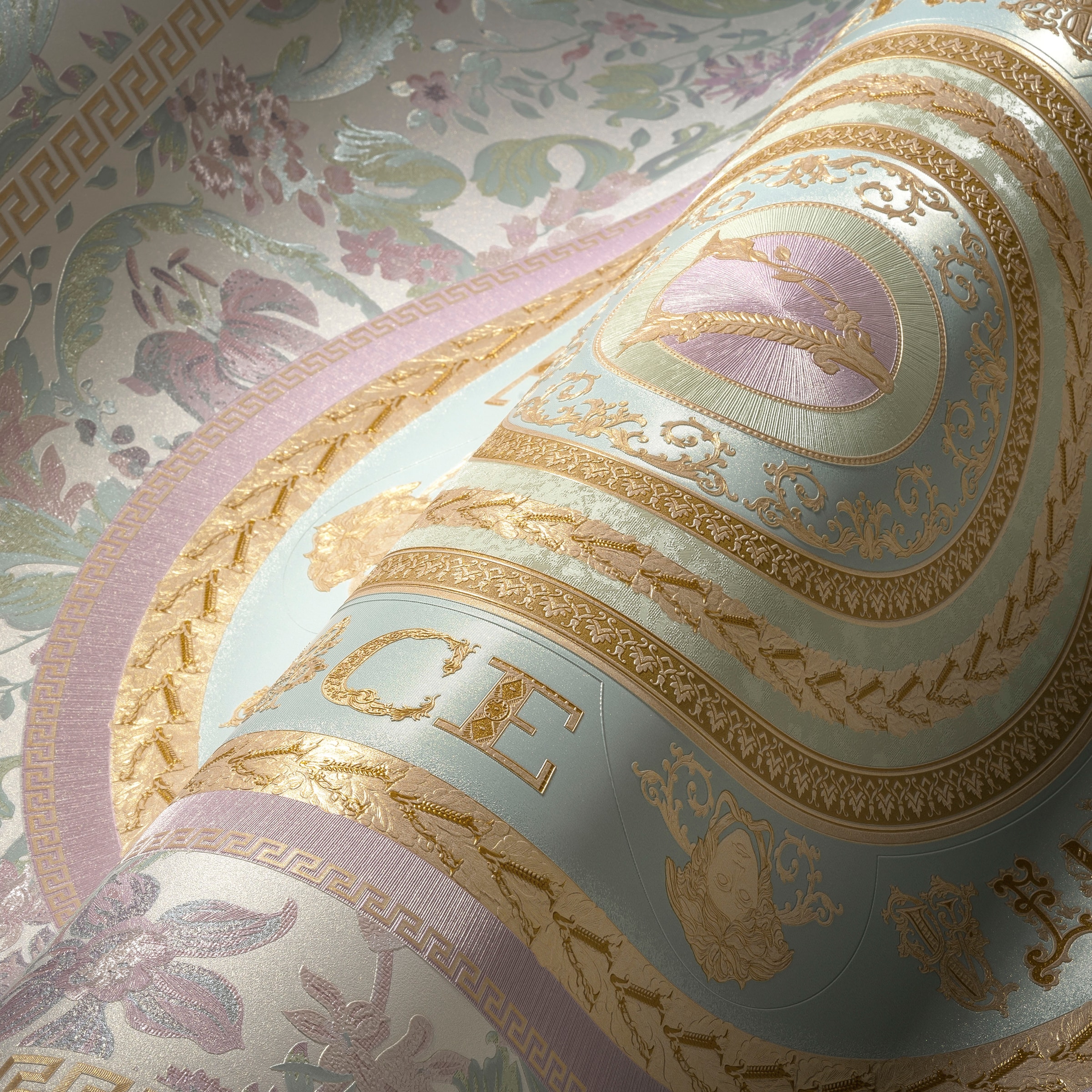 Versace Vliestapete »Wallpaper Versace 5 Floral Design«, leicht glänzend, Designertapete, auffallende Fliesen-Tapete