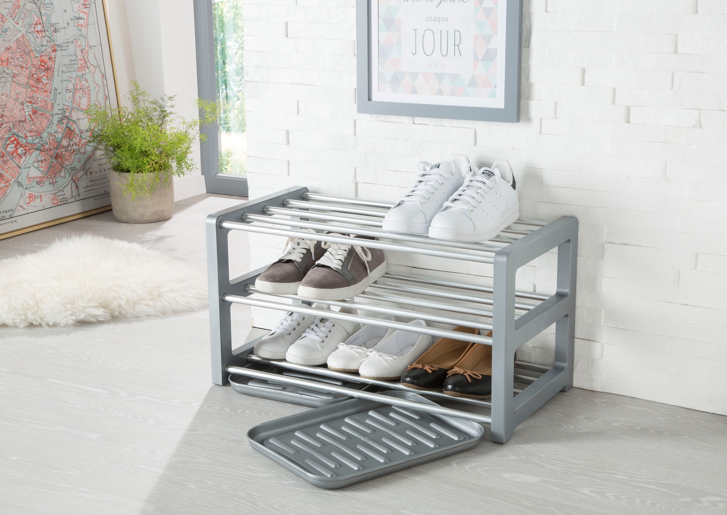 Ruco Schuhregal, mit Schmutzauffangschalen, Aluminium, bis zu 9 Paar Schuhe günstig online kaufen