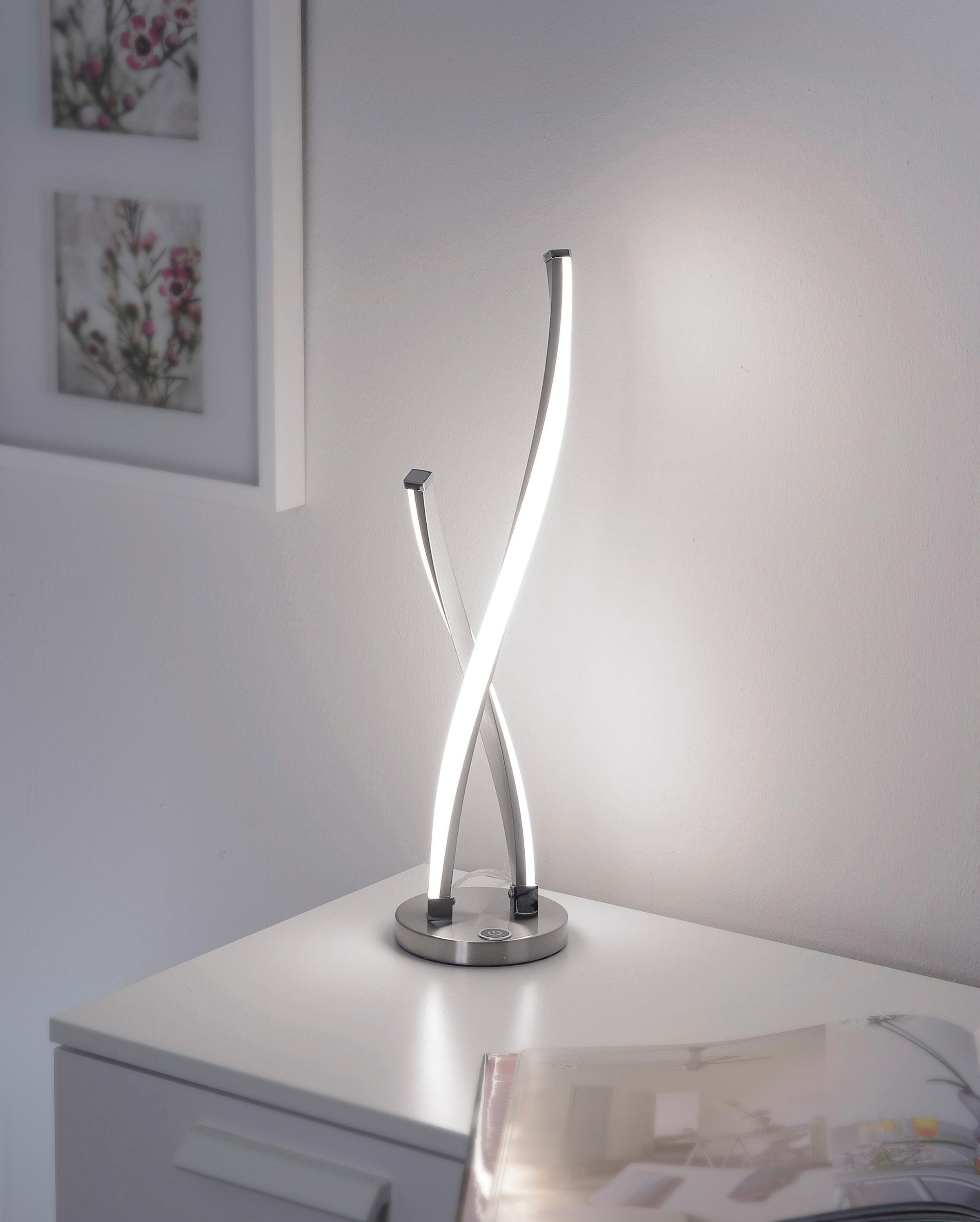 LED-Leuchtmitteln, | warmweiß Paul BAUR Neuhaus »POLINA«, 1 Touchdimmer, über festverbaute flammig-flammig, dimmbar Tischleuchte