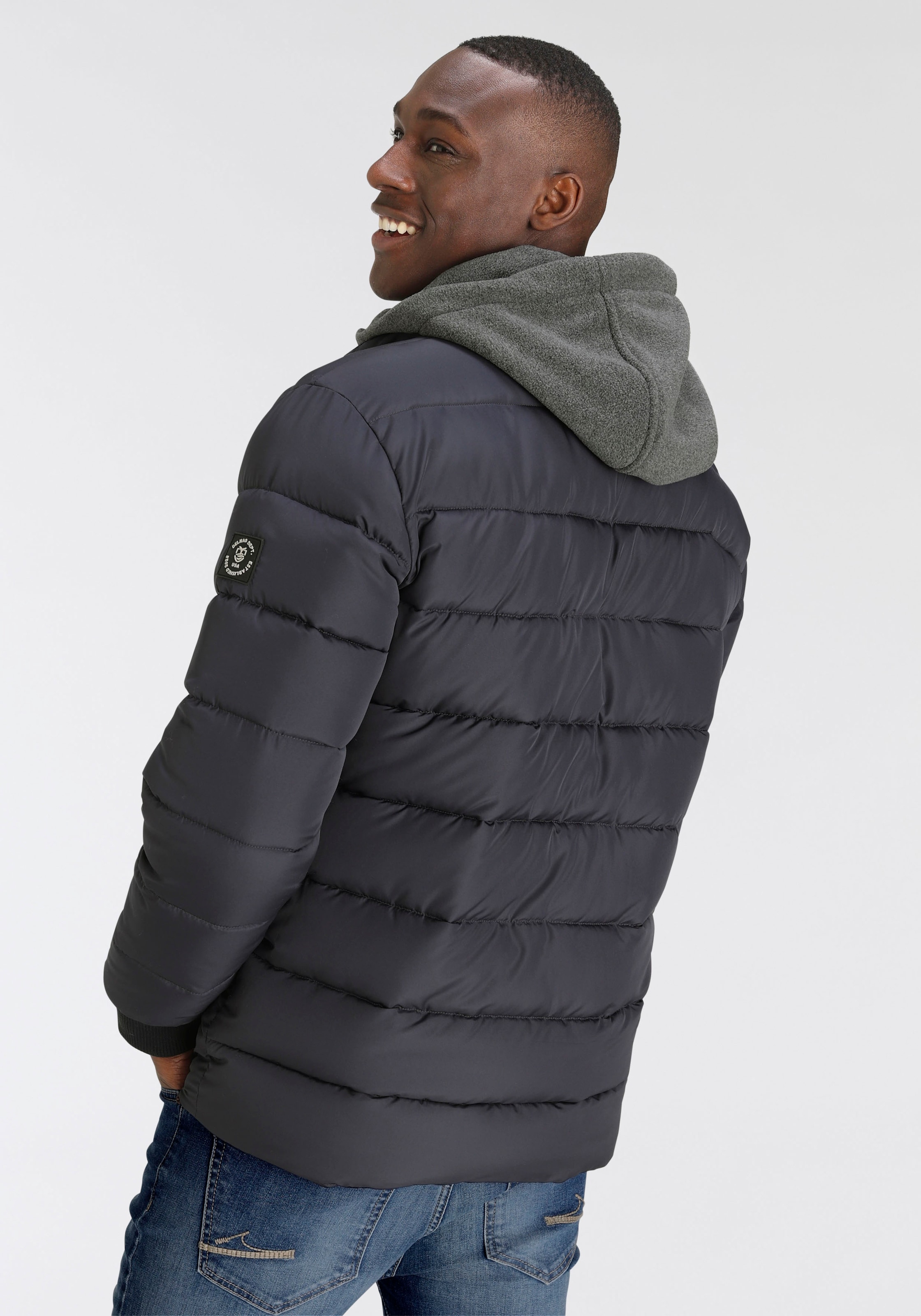 DELMAO Steppjacke, mit Kapuze, 2 in 1 Effekt mit heraustrennbarem Kapuzen Fleece Einsatz-NEUE MARKE!