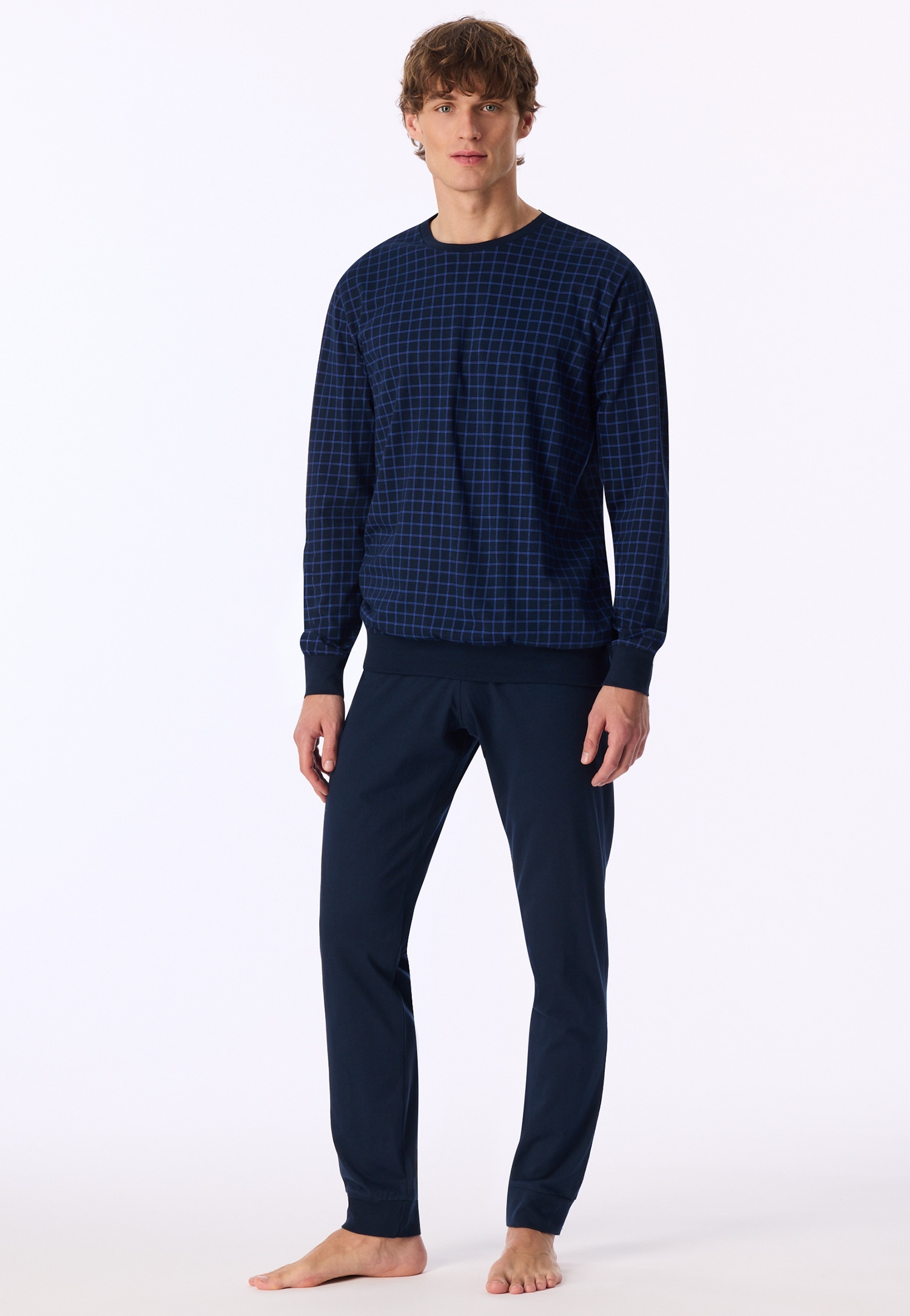 uncover by SCHIESSER Schlafanzug »Uncover Nightwear« 2 tlg. Langarm, Rundhals-Ausschnitt, Single Jersey-Qualität, weich