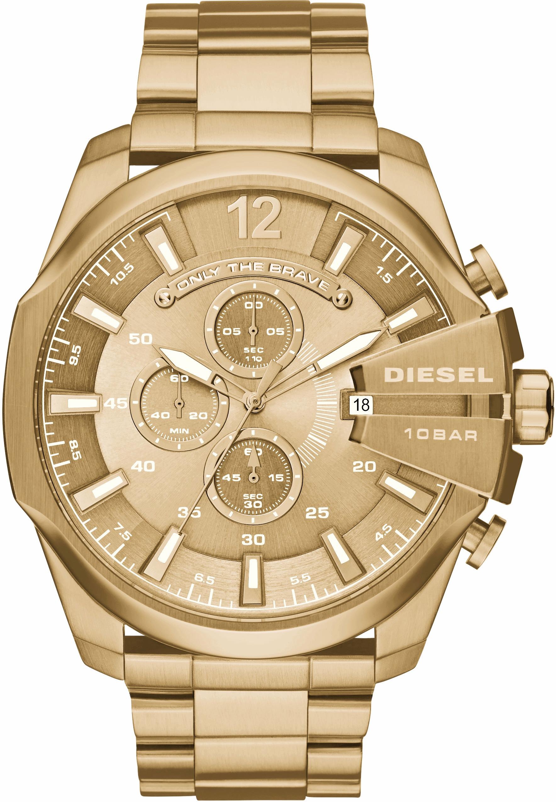 Diesel Chronograph »MEGA CHIEF, DZ4360«, Quarzuhr, Armbanduhr, Herrenuhr, Stoppfunktion, Edelstahlarmband