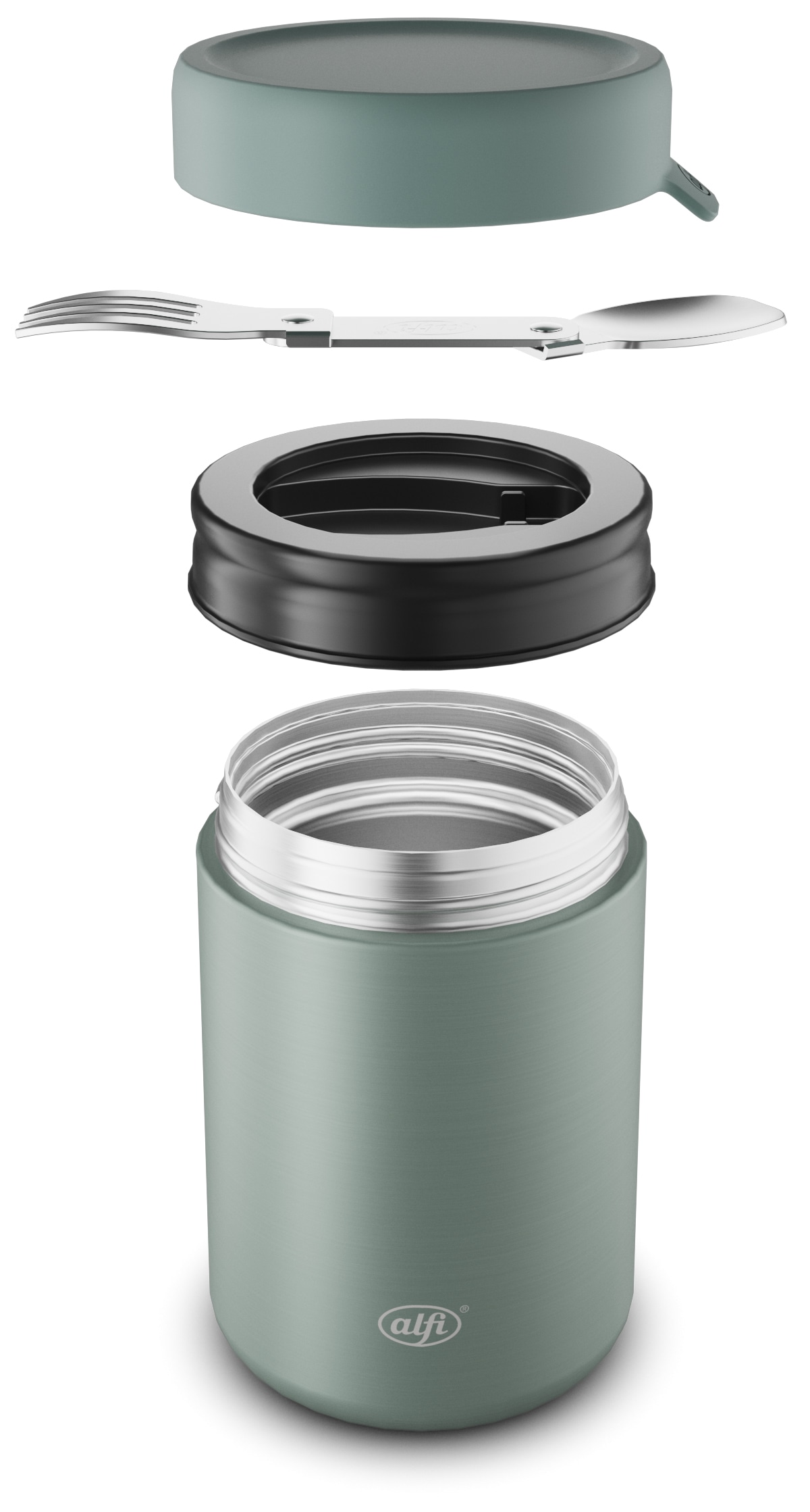 Alfi Thermobehälter »ISO FOOD MUG, Thermobehälter für Essen, spülmaschinenfest«, (1 tlg.), 0,35l, 5h heiß & 10h kalt, dicht & auslaufsicher, mit Göffel