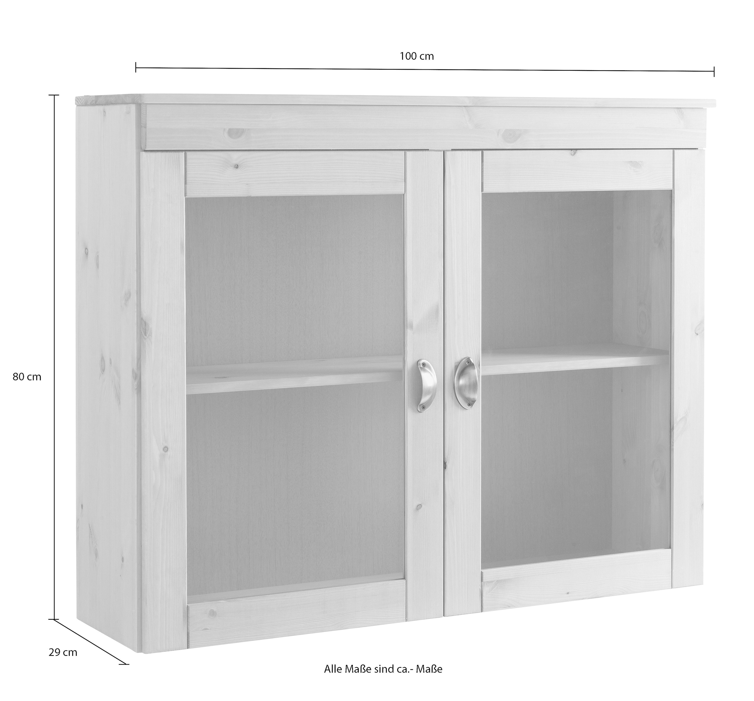 BAUR mit 2 bestellen Home affaire | »Oslo«, aus Kiefer, massiver Glastüren, 100 cm Glashängeschrank Metallgriffe breit,