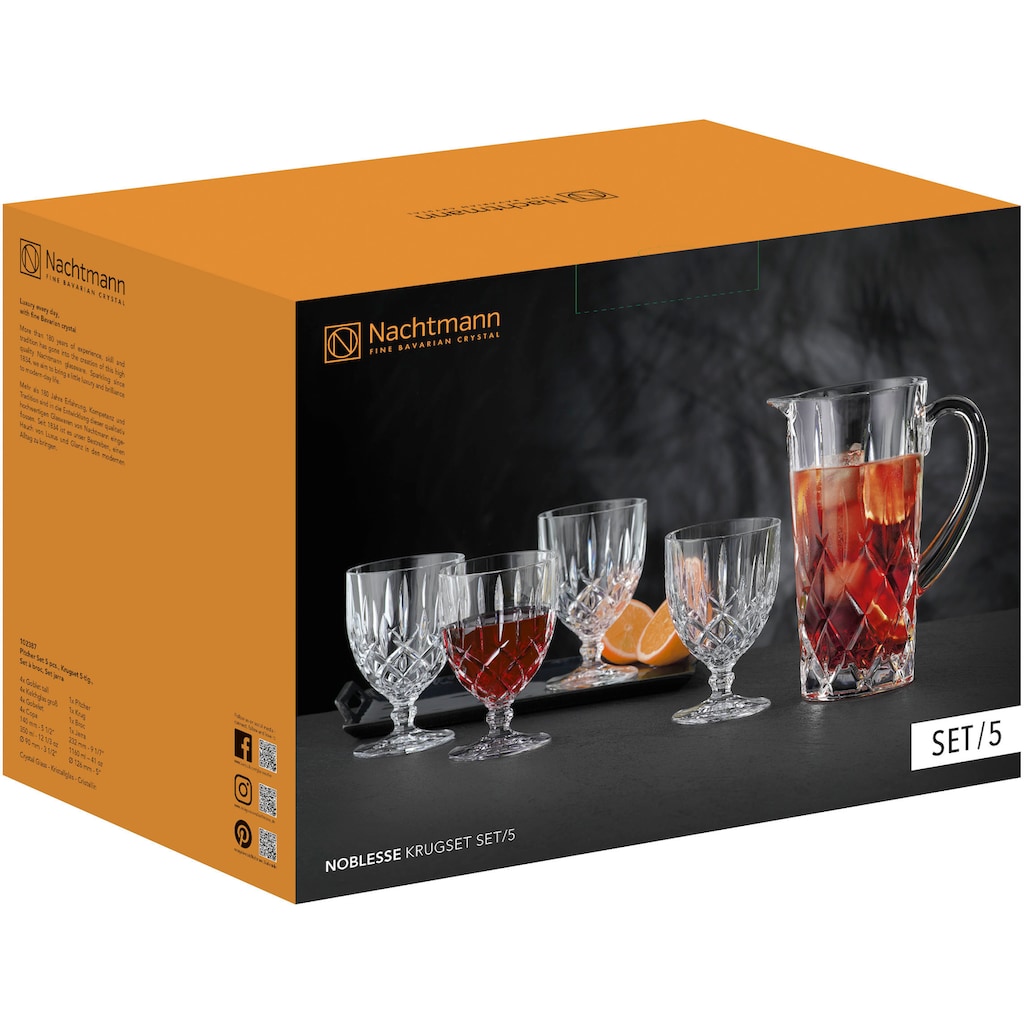 Nachtmann Gläser-Set »Noblesse«, (Set, 5 tlg., 1 Krug, 6 Kelchgläser)