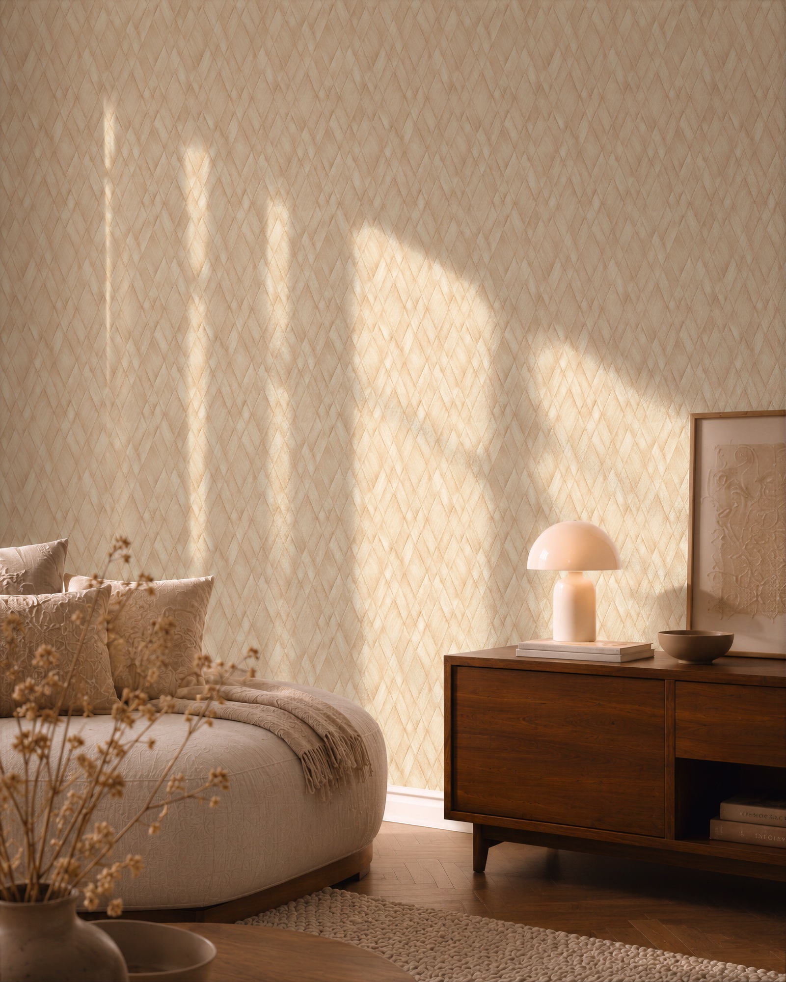 living walls Vliestapete »Cosiness Geflecht – Vorgeleimte 3D Vliestapete mit Rauten« Flechtoptik | Rhombenmuster | matt leicht strukturiert Plastisches Rautenmuster in moderner Geflechtoptik
