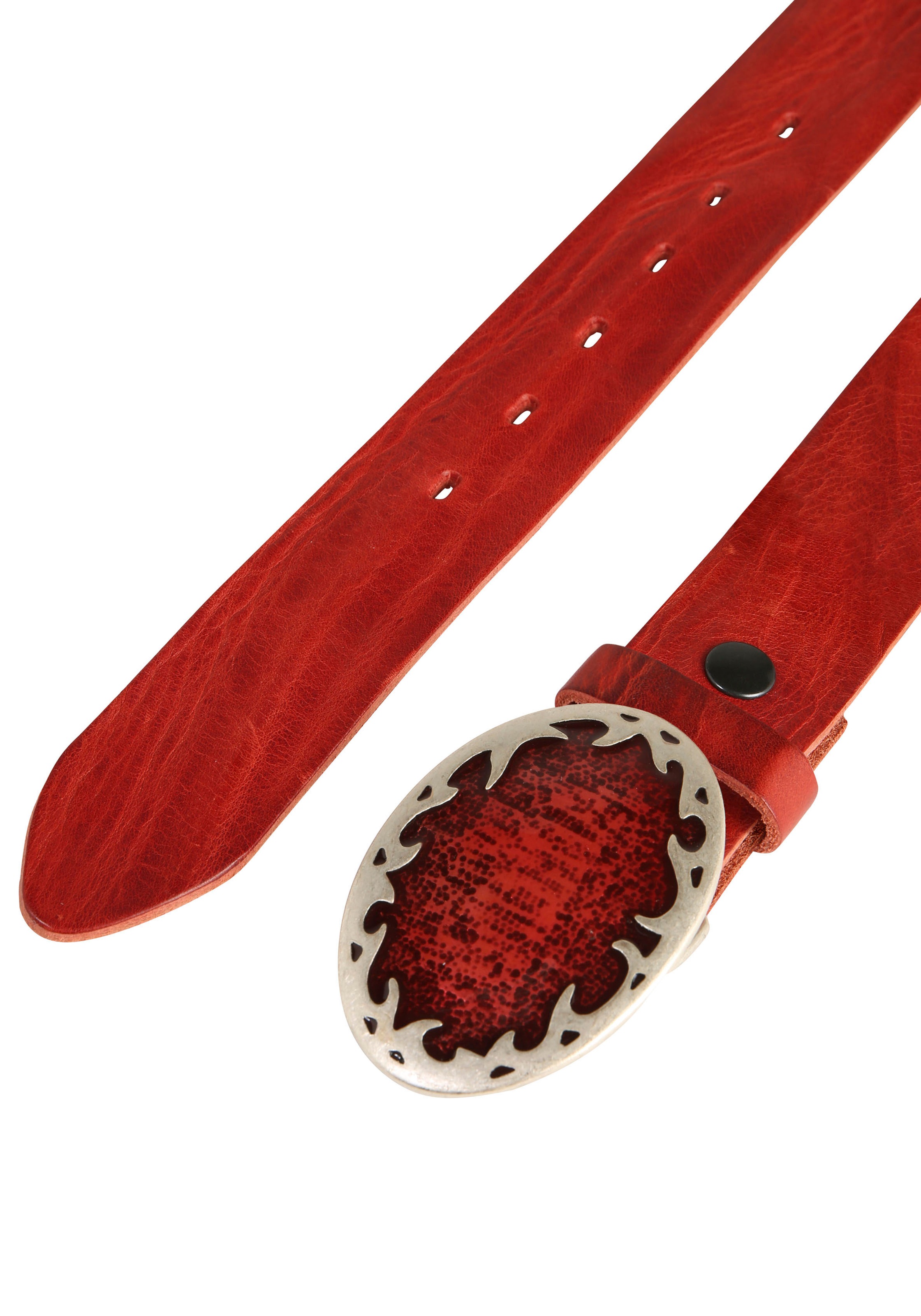 Rettungsring Gürtel Ledergürtel mit austauschbarer Schließe "Flamme Oval Ro günstig online kaufen