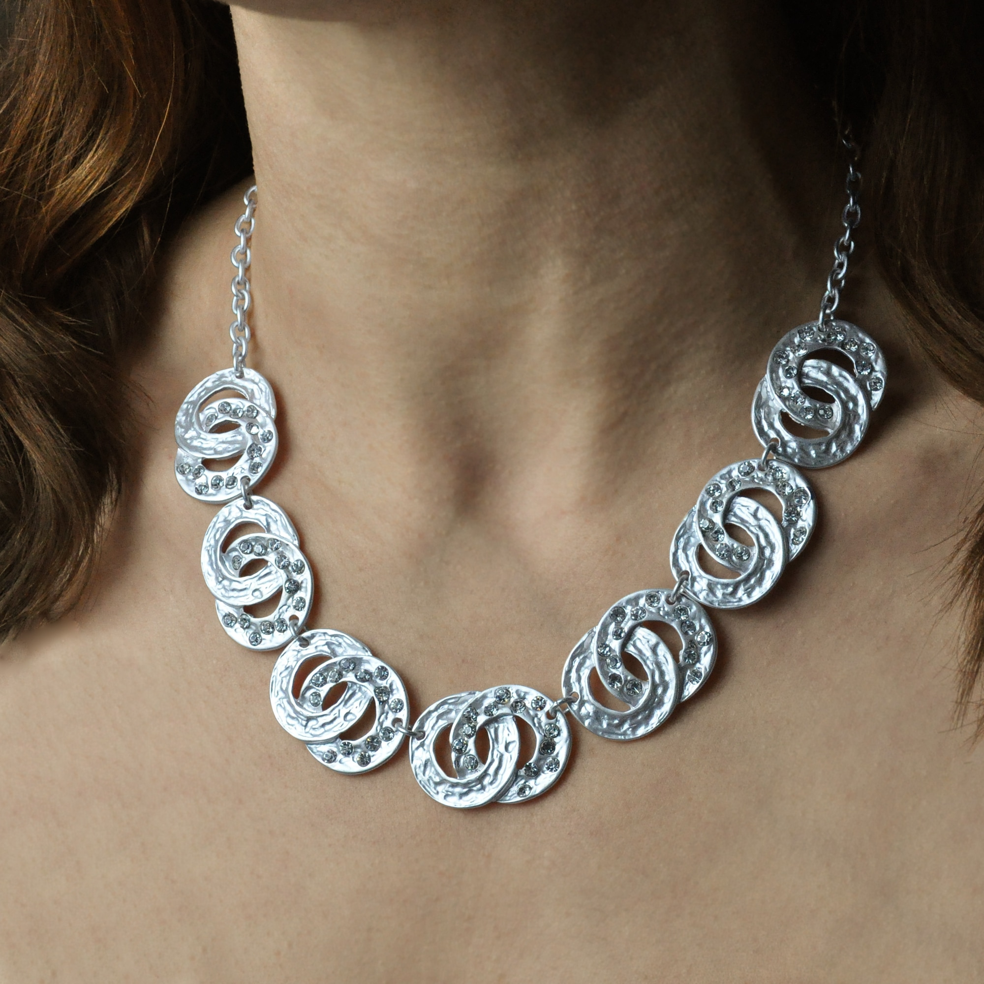 Steuer Collierkettchen »Metallcollier silberfarben mit Strasssteinchen«