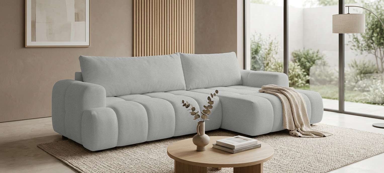 OTTO home Ecksofa "LIOORA Schlafsofa mit Bettkasten, Breite 265 cm, Verlässliche Qualität" L-Form mit Bettfunktion und Bettkasten, Recamiere rechts/links