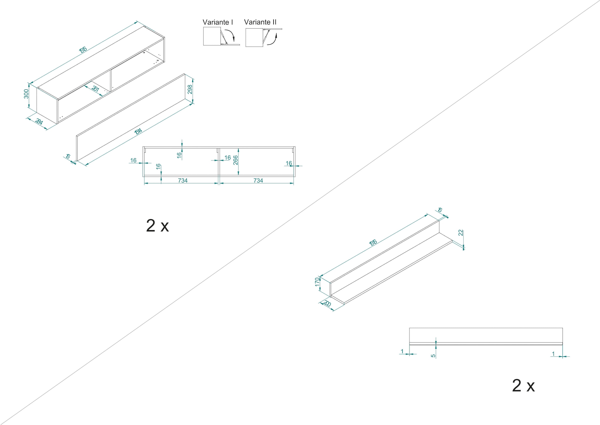 INOSIGN Schrank-Set »LARGO«, (Set, 4 St.), Klappen mit Push to open-Funktion