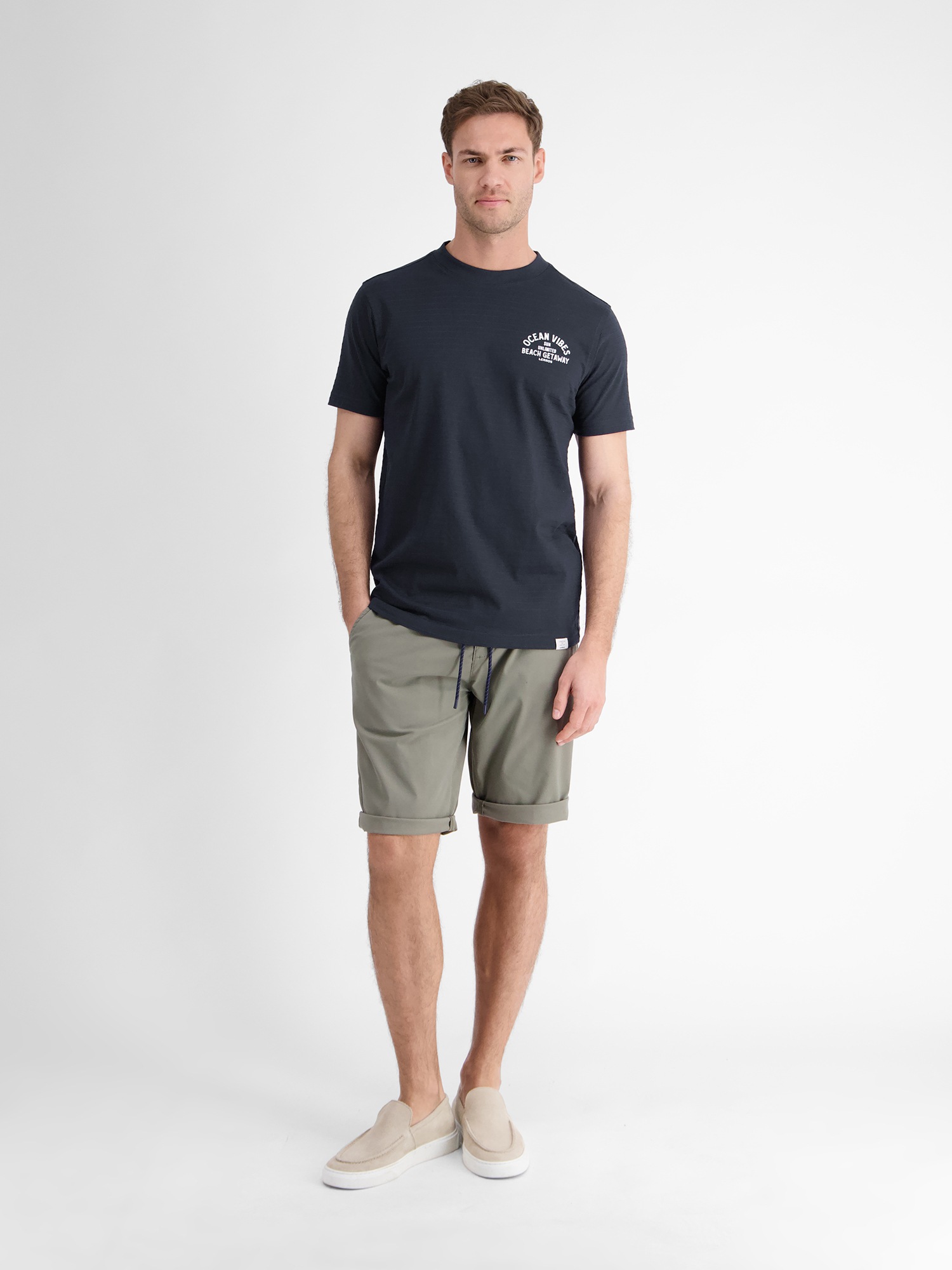 LERROS T-Shirt »LERROS Gestreiftes T-Shirt mit Front und Backprint«