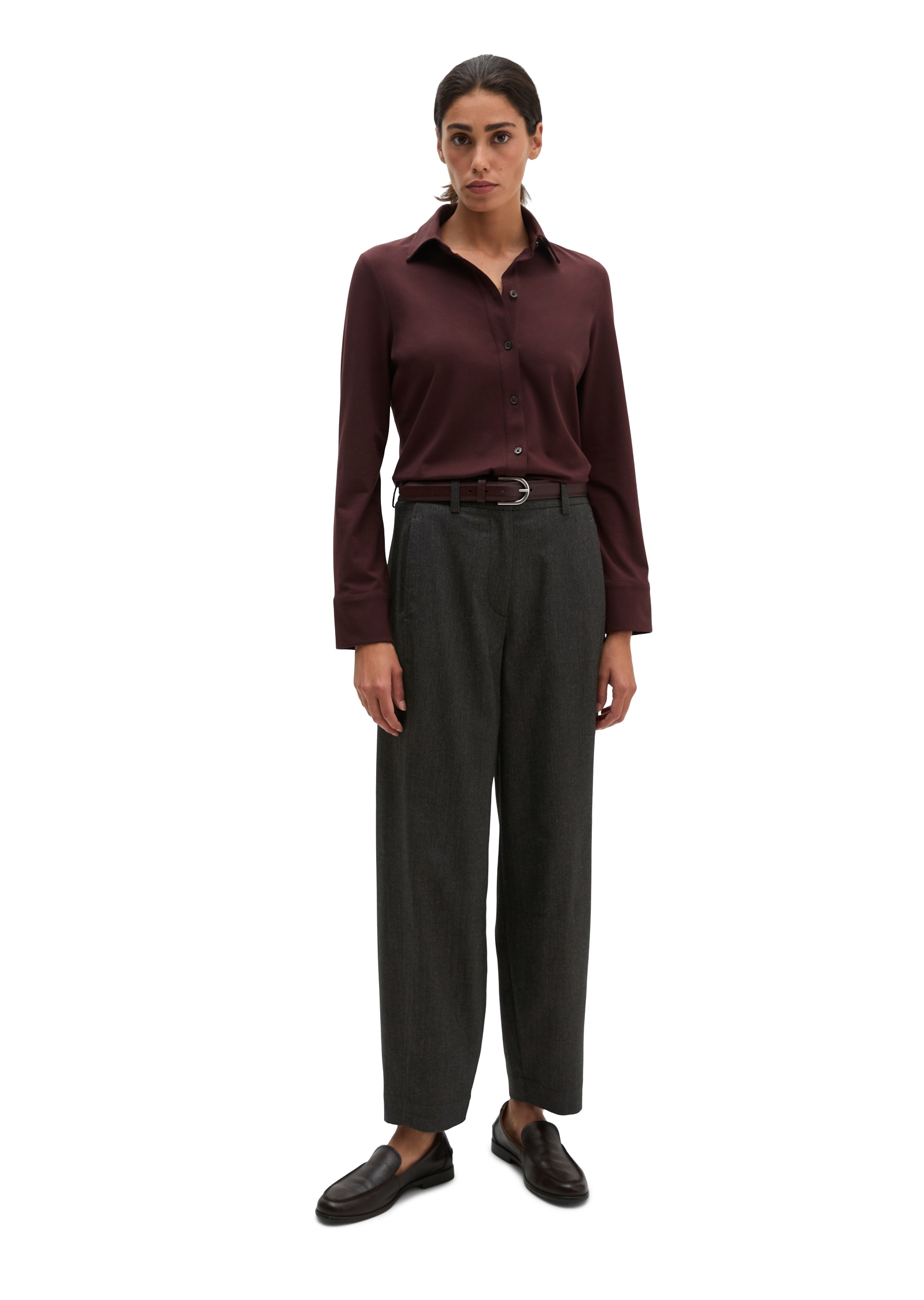 Marc O'Polo Hemdbluse aus Stretch-Baumwolle mit Paper-Finish