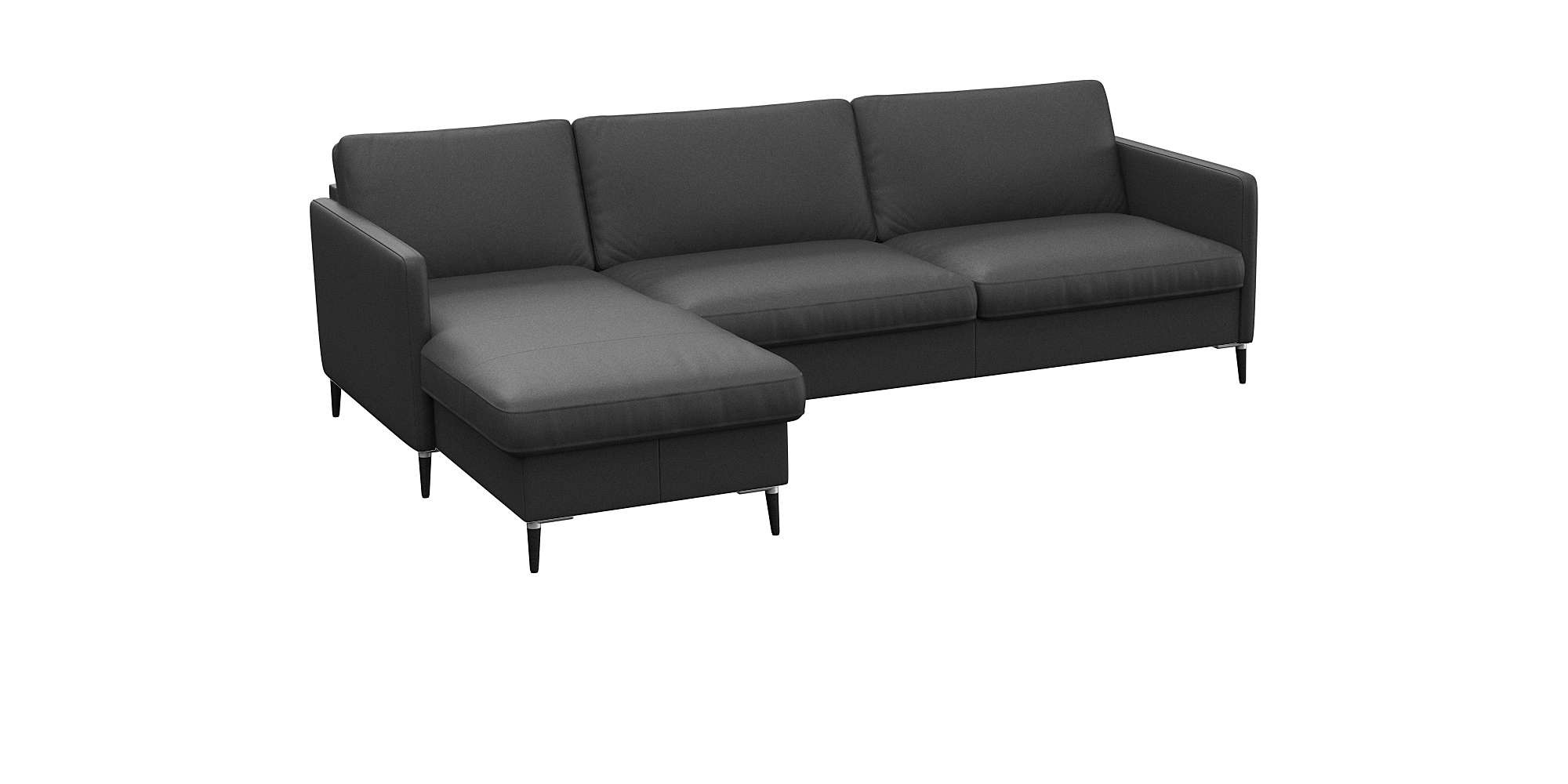 FLEXLUX Ecksofa »Fiore, L-Form«, schmale Armlehnen, Kaltschaum, Füße Alu+schwarz