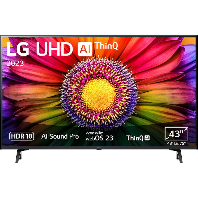 LG LED-Fernseher »43UR80006LJ«, 109 cm/43 Zoll, 4K Ultra HD, Smart-TV, UHD, α5 Gen6 4K AI-Prozessor,HDR10,AI Sound Pro,Filmmaker Mode | BAUR