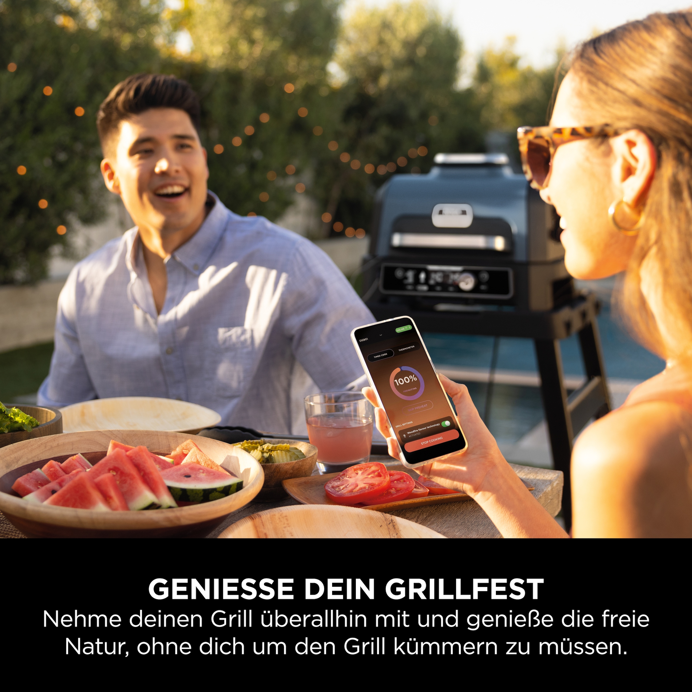 NINJA Tischgrill »Woodfire Pro Connect XL OG901EU«, 1700 W, Elektrischer Outdoor Grill & Smoker