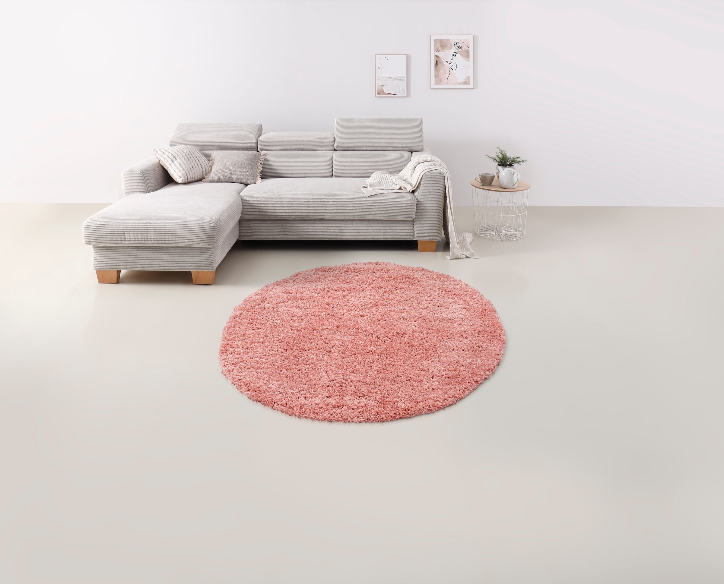 my home Teppich »Viva Teppich rund«, rund, 45 mm Höhe, Uni-Farben, einfarbig, besonders weich und kuschelig