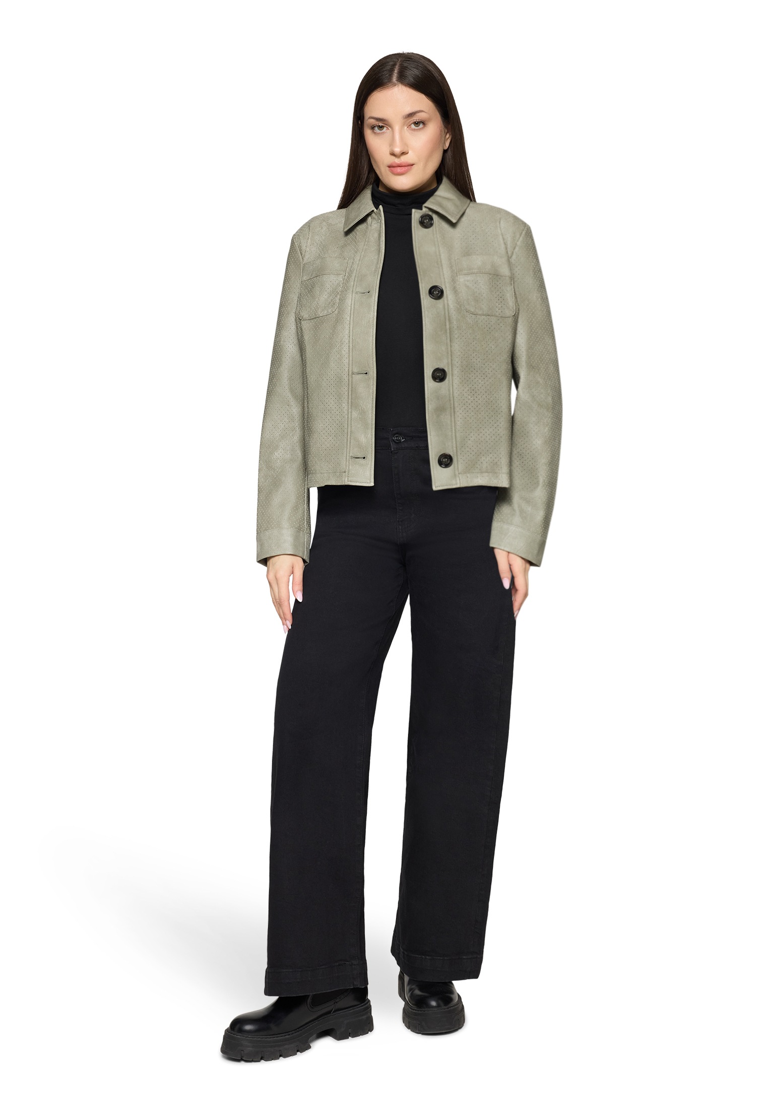 Thumbnail - Amber & June Lederjacke "Damen mit Kragen"