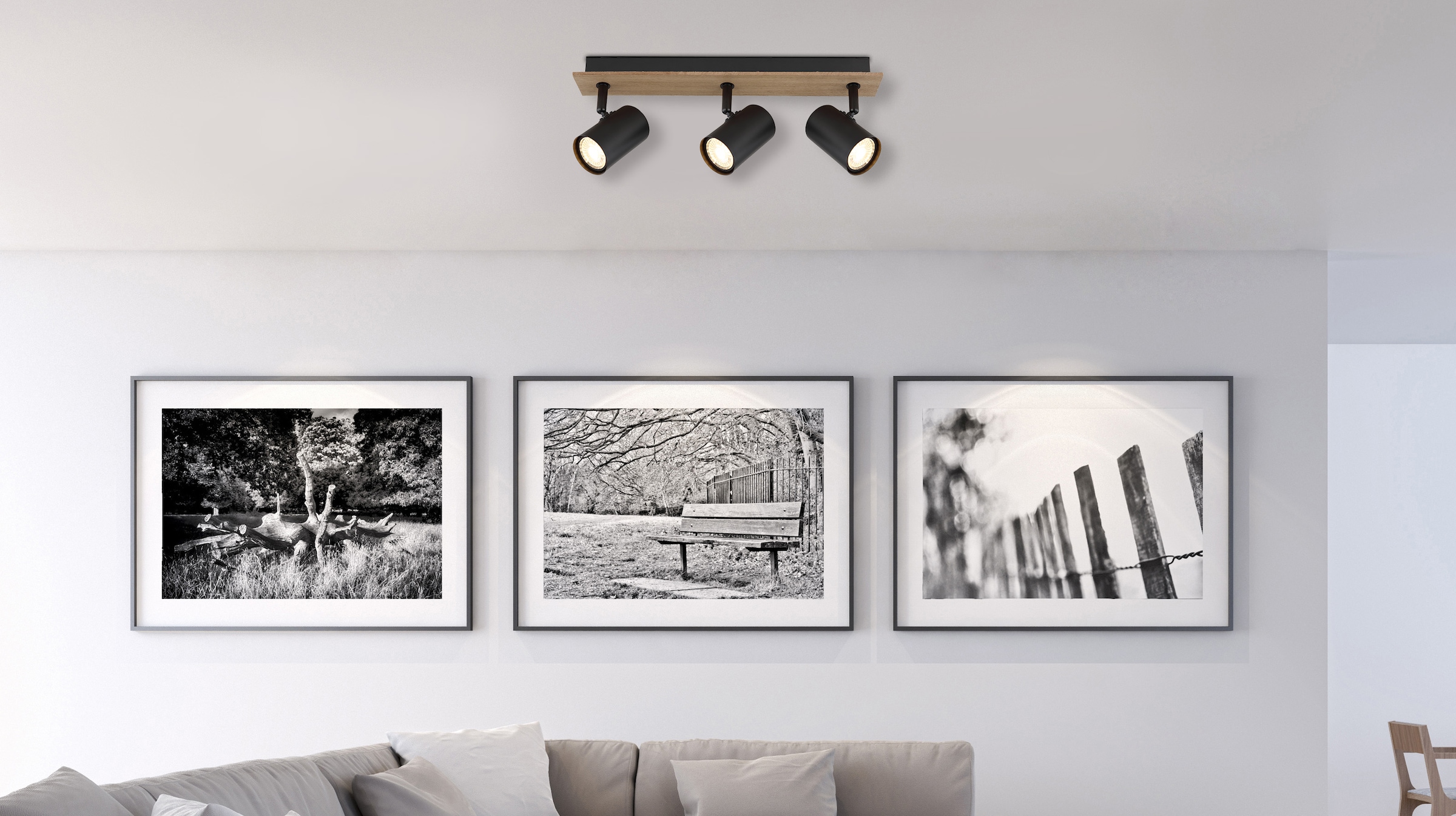 GLOBO LIGHTING Deckenstrahler »LINCA«, Leuchtmittel GU10 | ohne Leuchtmittel, Deckenspot/holzoptik/schwarz/Flur/Wohnzimmer