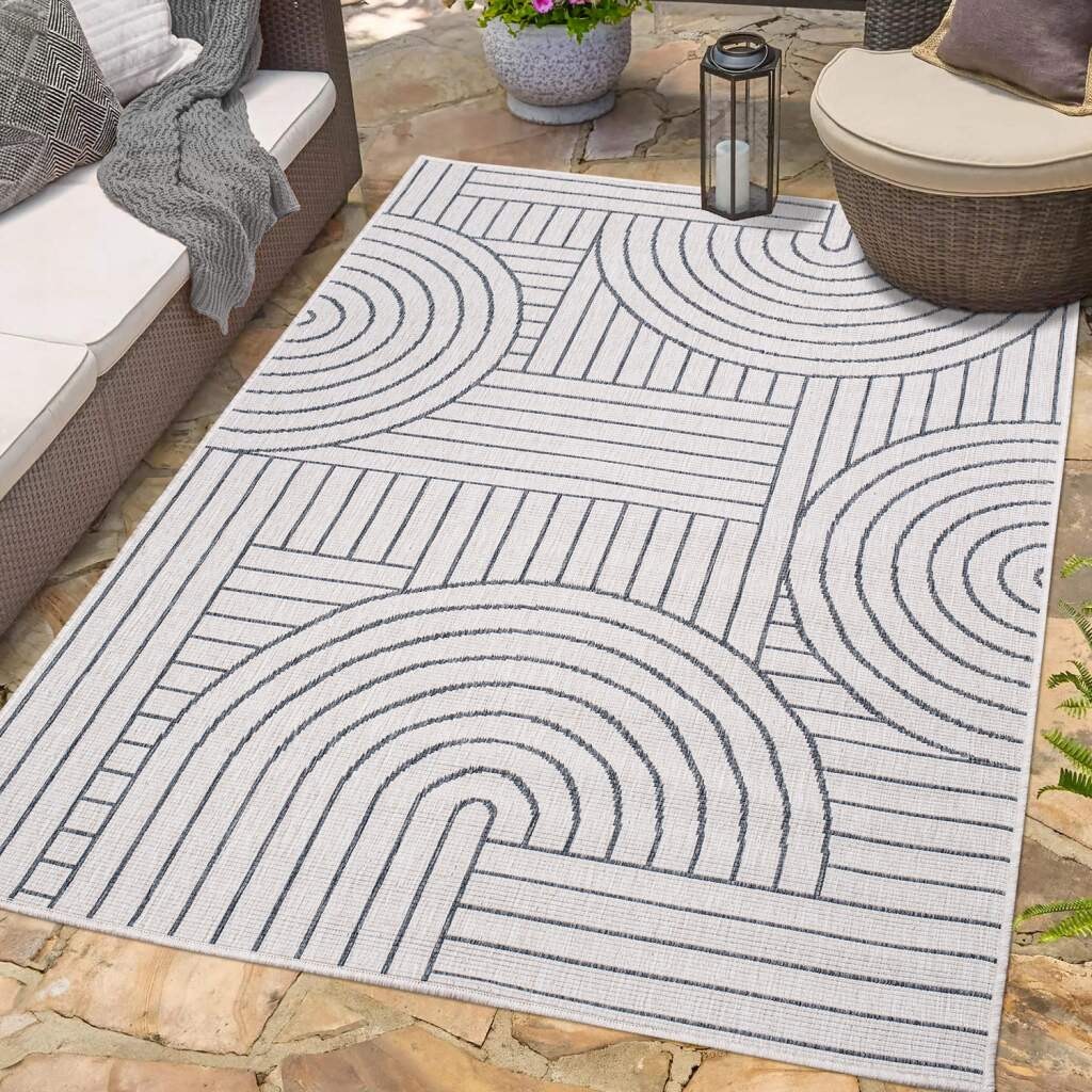 Carpet City Outdoorteppich "DUO RUG 5842", rechteckig, 5 mm Höhe, Wendeteppich Wetterfest In- & Outdoor, Balkon, Terrass