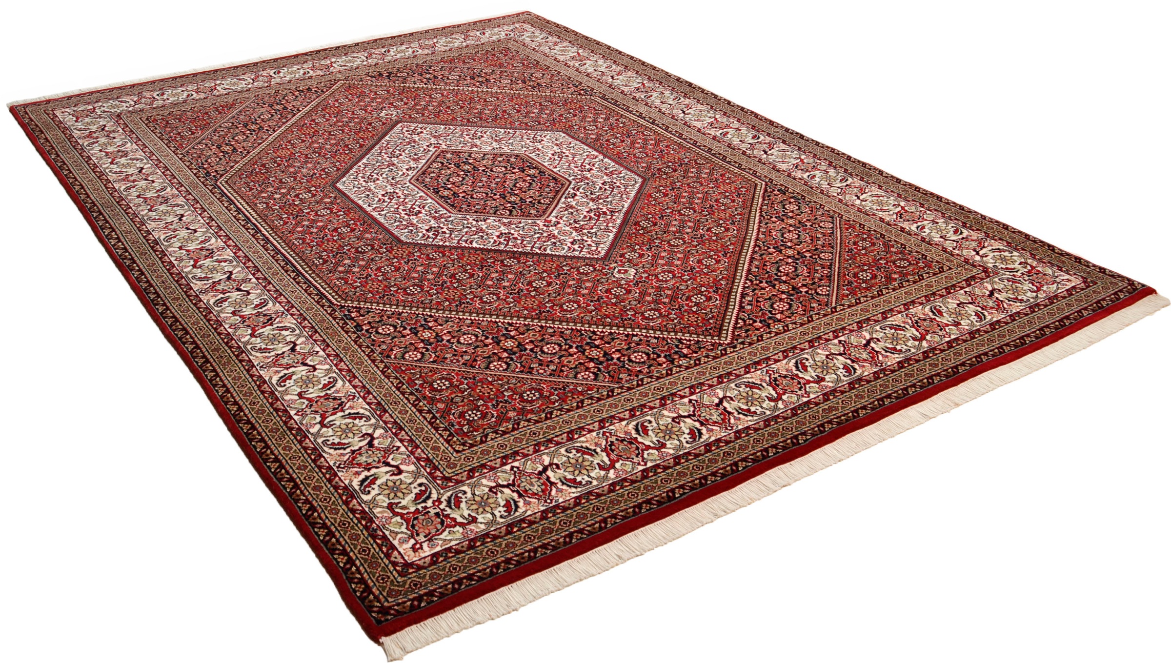 THEKO Orientteppich »Sirsa Seta«, rechteckig, 12 mm Höhe, handgeknüpft, Material: 80% Wolle, 20% Seide, mit Fransen