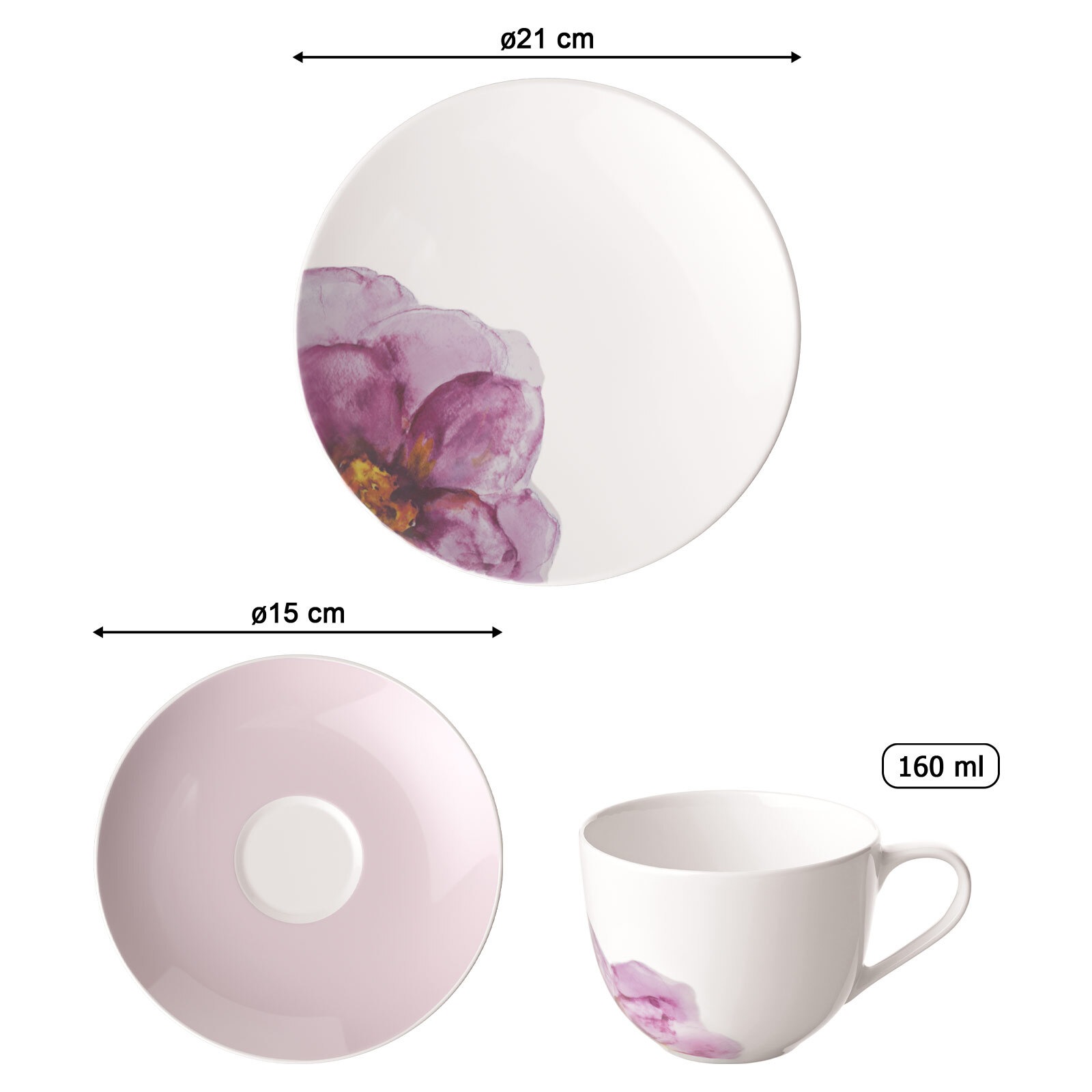Villeroy & Boch Geschirr-Set »Kaffeeset Rose Garden 6er Set weiß-rosa«